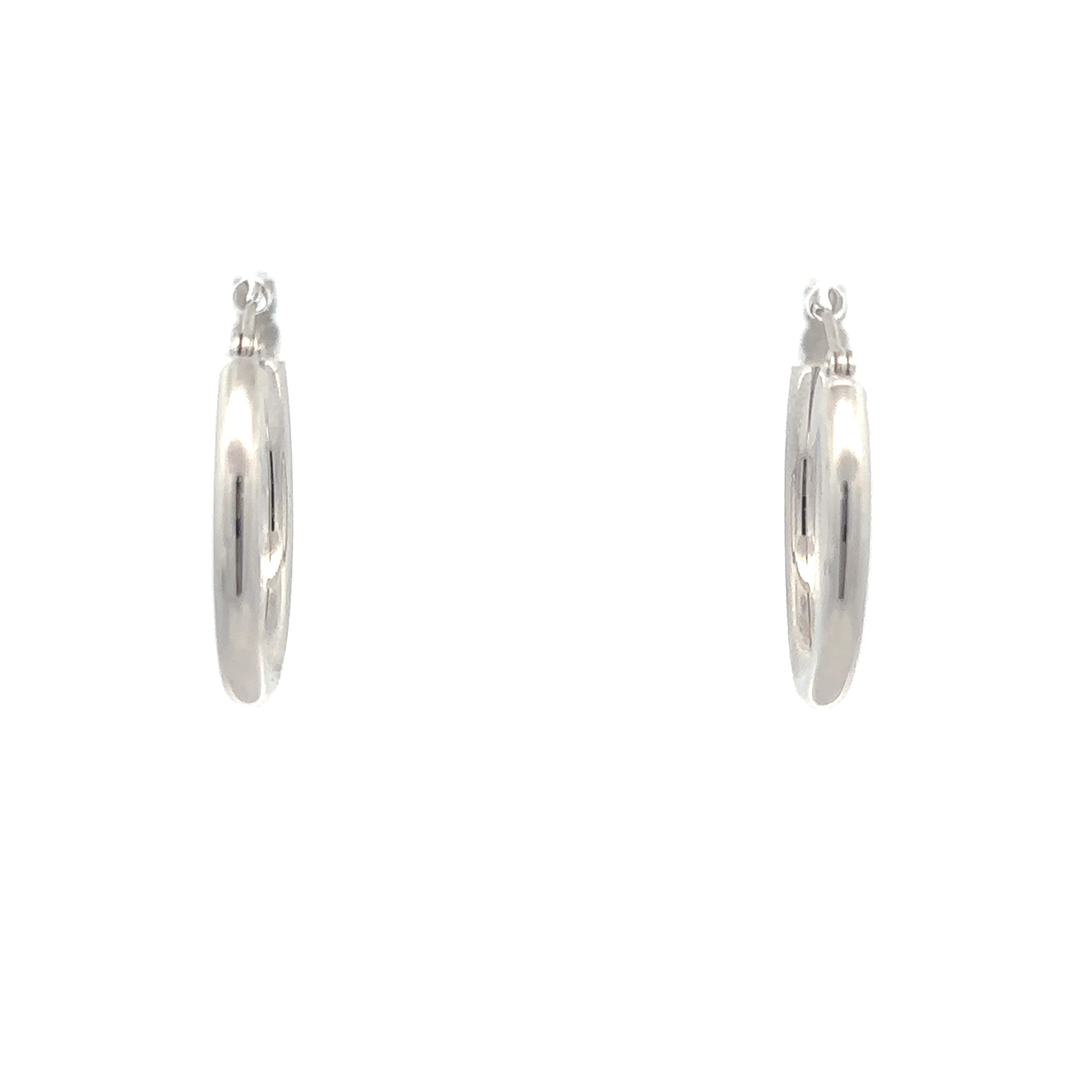 14K White Gold 3X25MM Polished Hoop Earrings