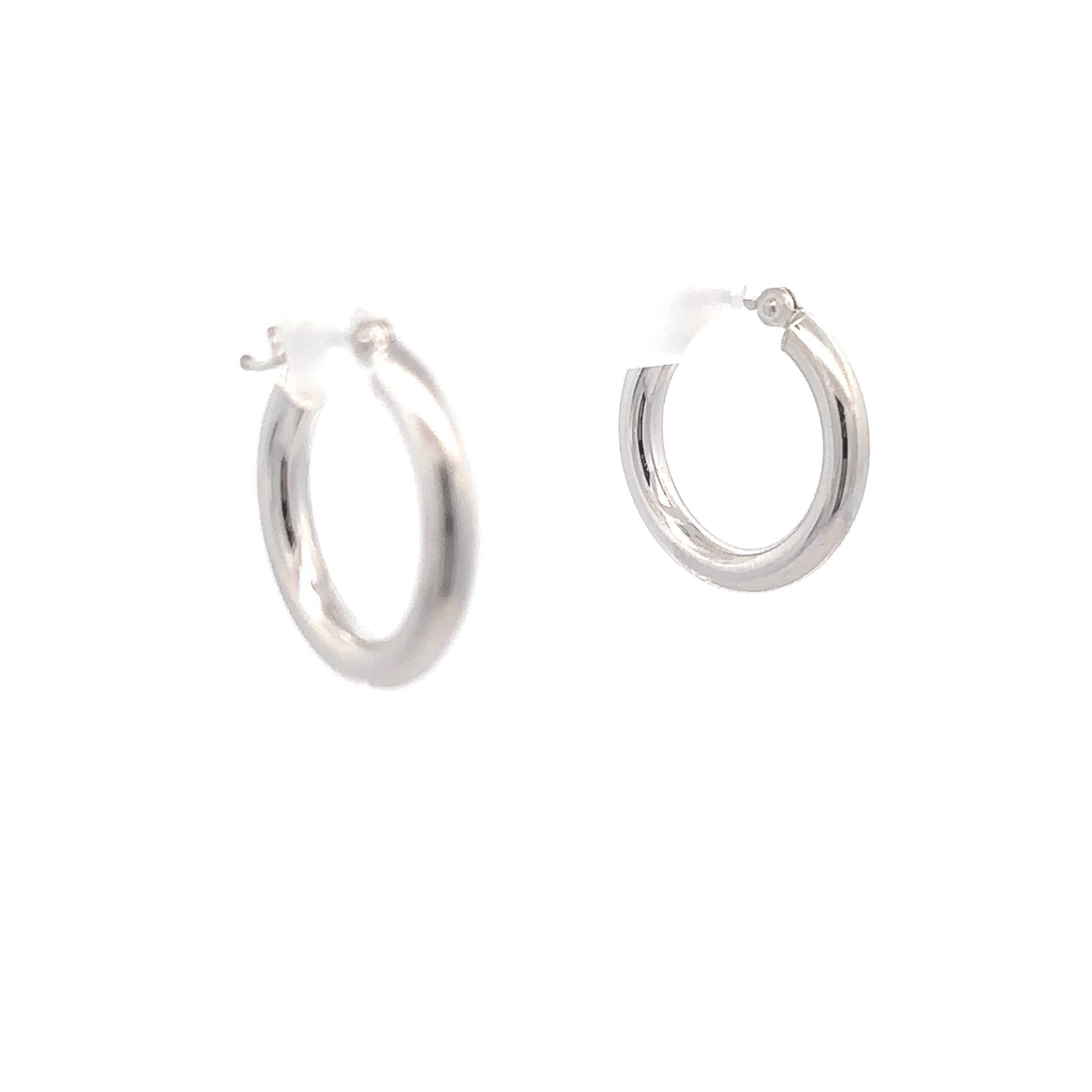 14K White Gold 3X20MM Polished Hoop Earrings