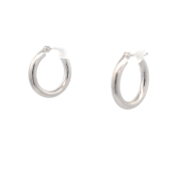 14K White Gold 3X20MM Polished Hoop Earrings