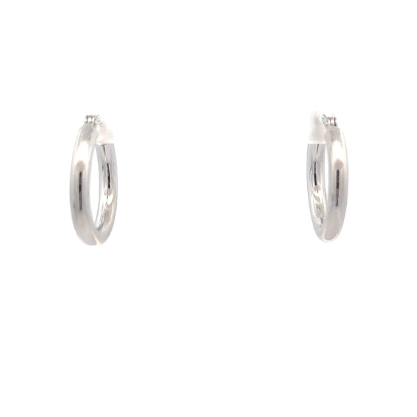 14K White Gold 3X20MM Polished Hoop Earrings