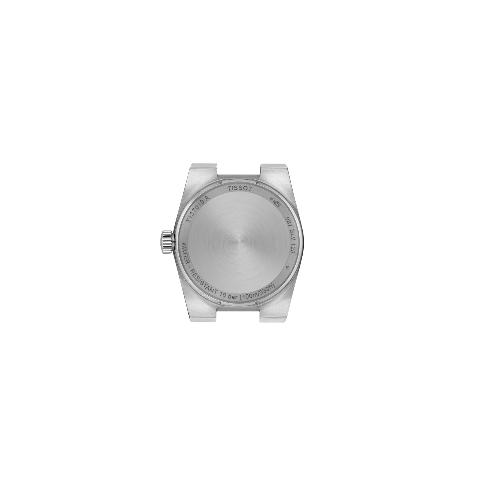 Silver watch case on a white background