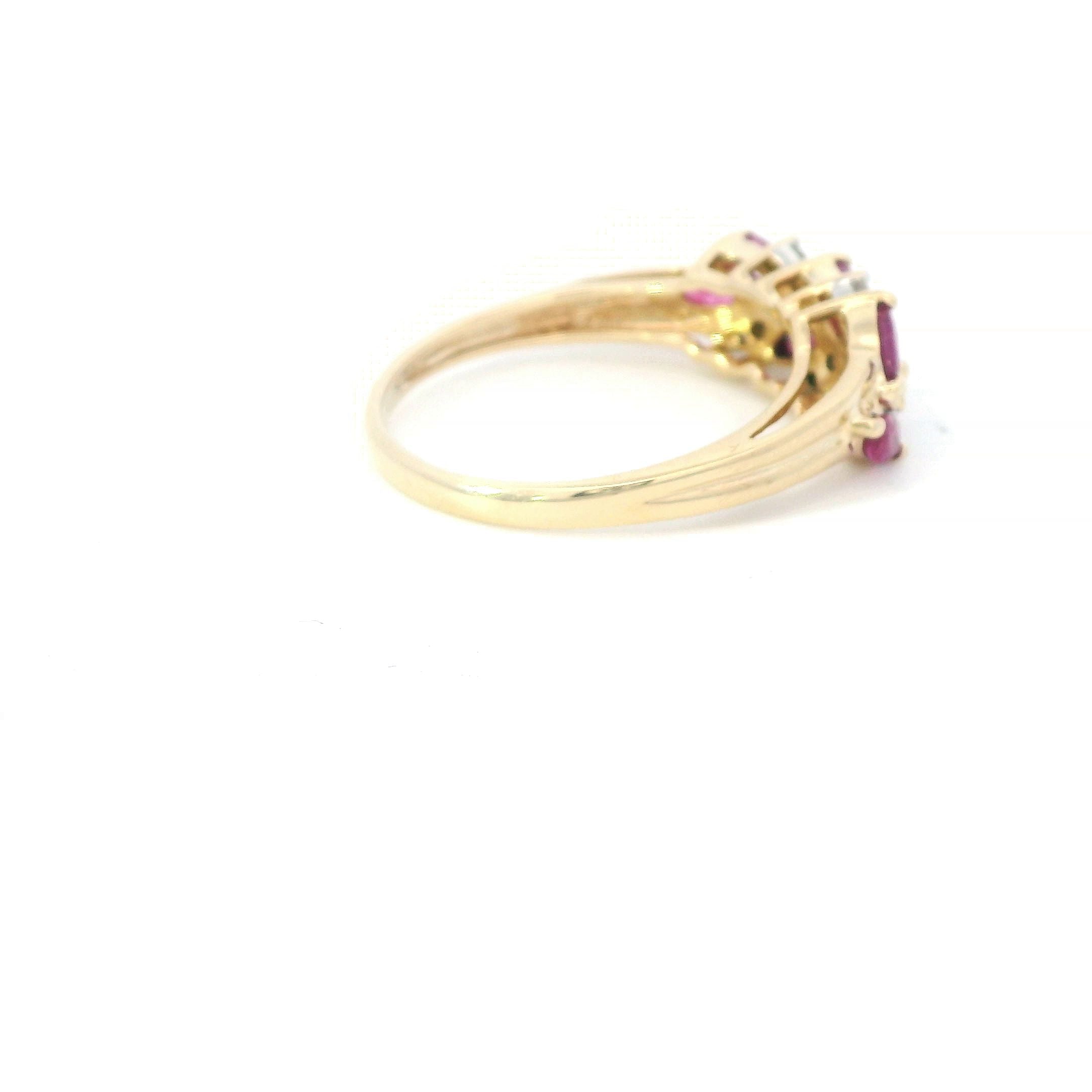 Estate Collection: 14K Yellow Gold Marquise Ruby & Diamond Laurel Ring