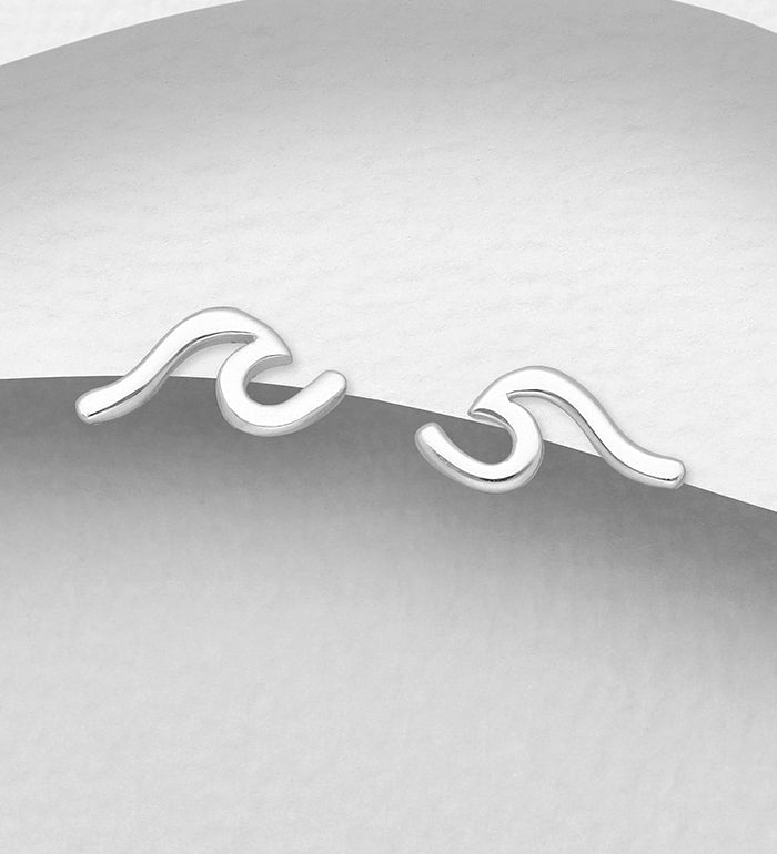 Sterling Silver Petite Wave Stud Earrings