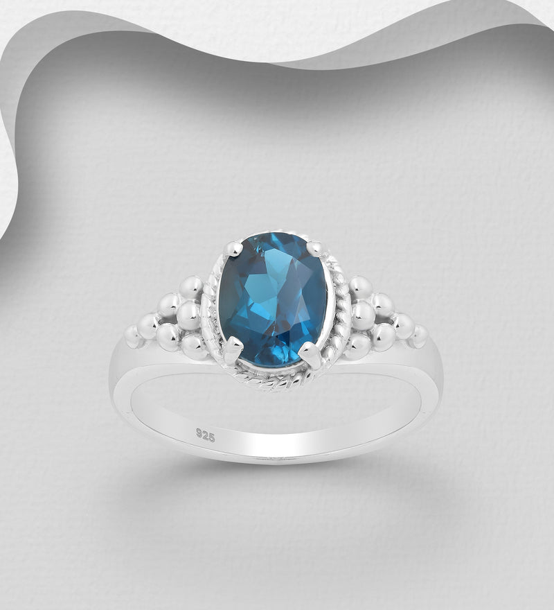 Sterling Silver London Blue Topaz Detailed Ring