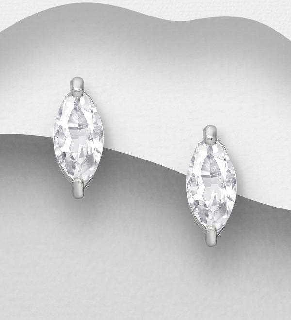 Sterling Silver Marquise White Topaz Earrings
