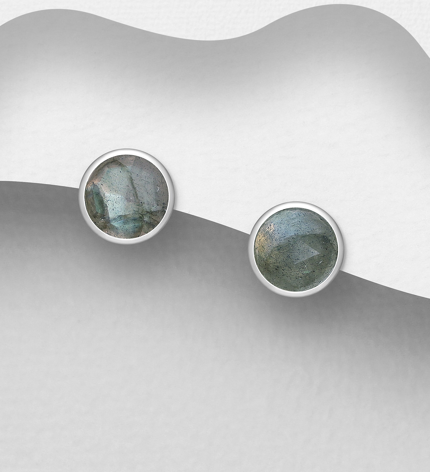 Sterling Silver Bezel-Set Labradorite Earrings