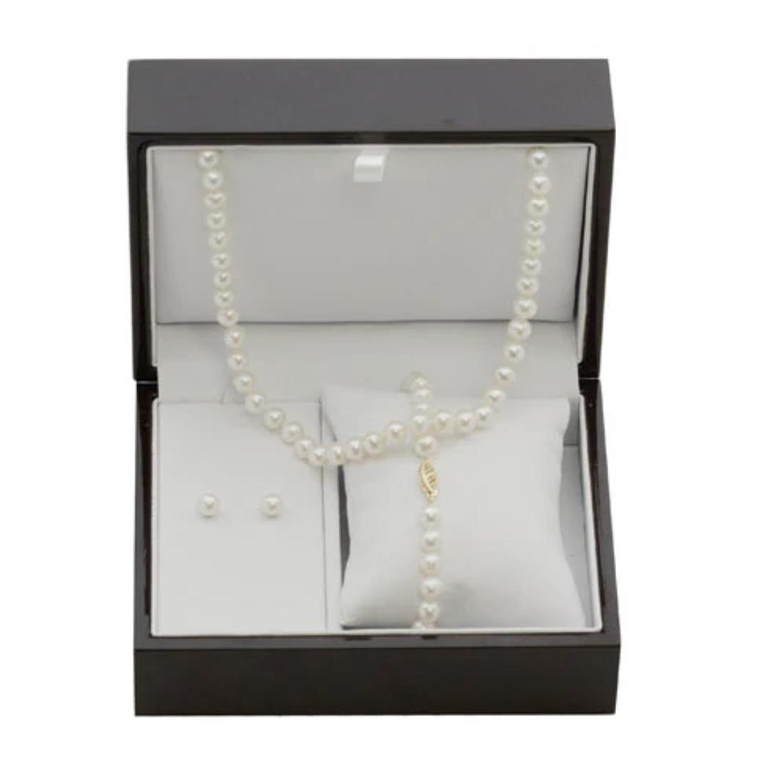 IMPERIAL Pearl Freshwater Necklace, Bracelet, & Stud Earring Set in 14K Yellow Gold