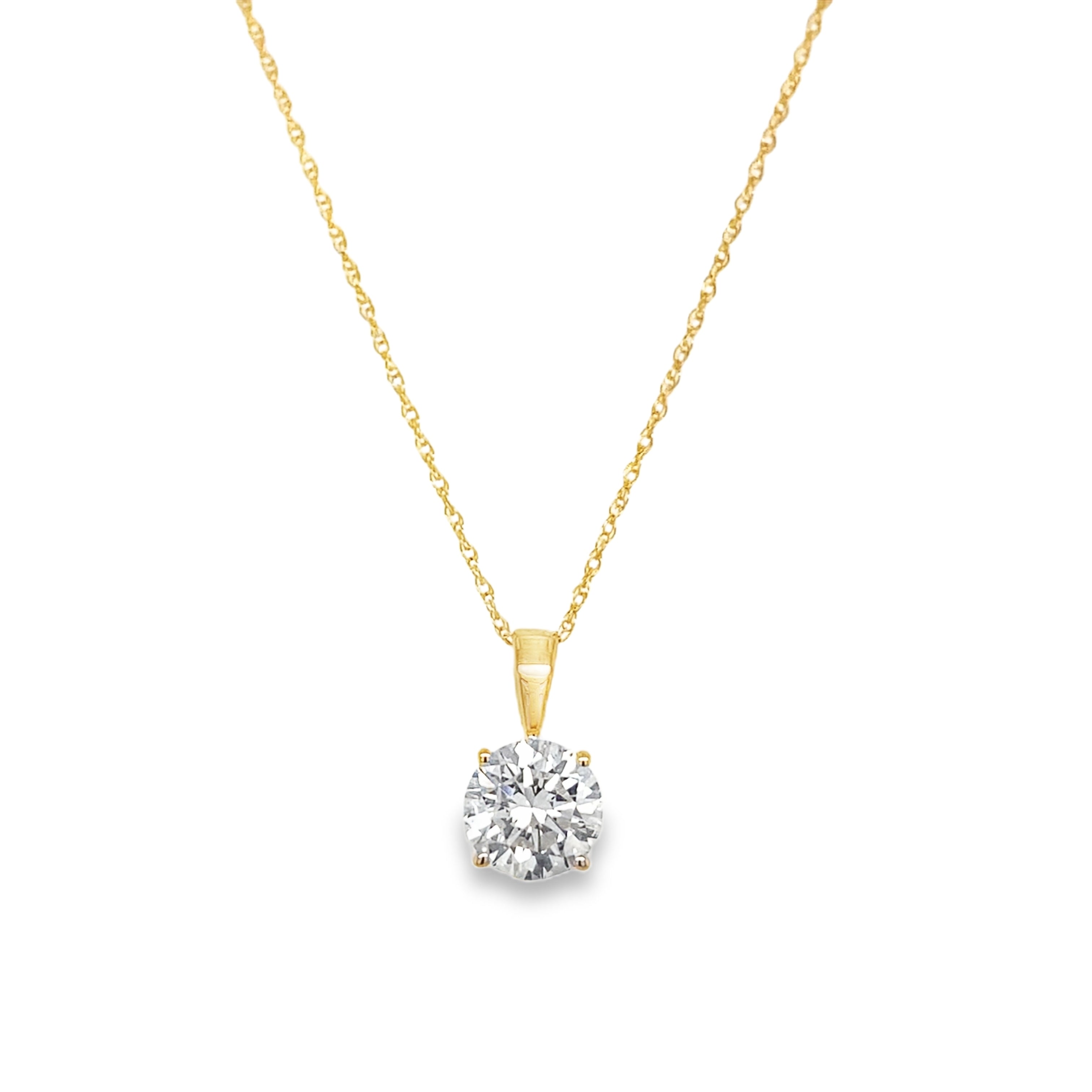 14k yellow gold solitaire pendant necklace