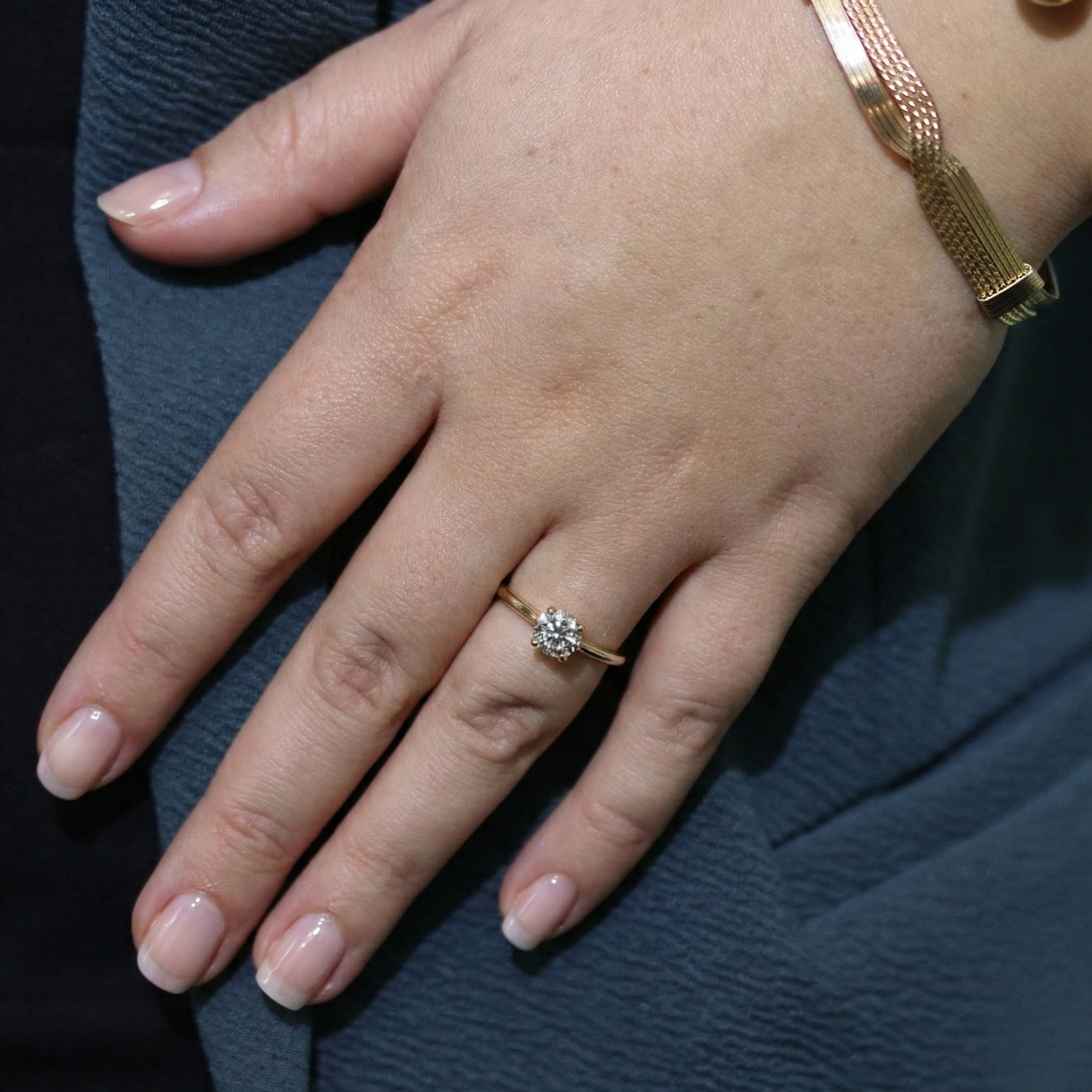 The "Tiffany" — 14K Yellow and White Gold 0.75CT. Lab-Grown Diamond Solitaire Engagement Ring