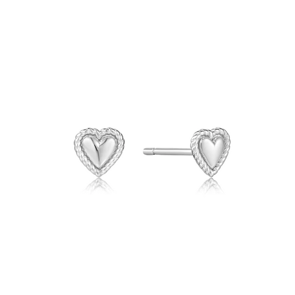 Ania Haie Sterling Silver Rope Heart Stud Earrings