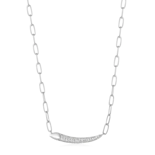 Ania Haie Sterling Silver Pavé Bar Chain Necklace