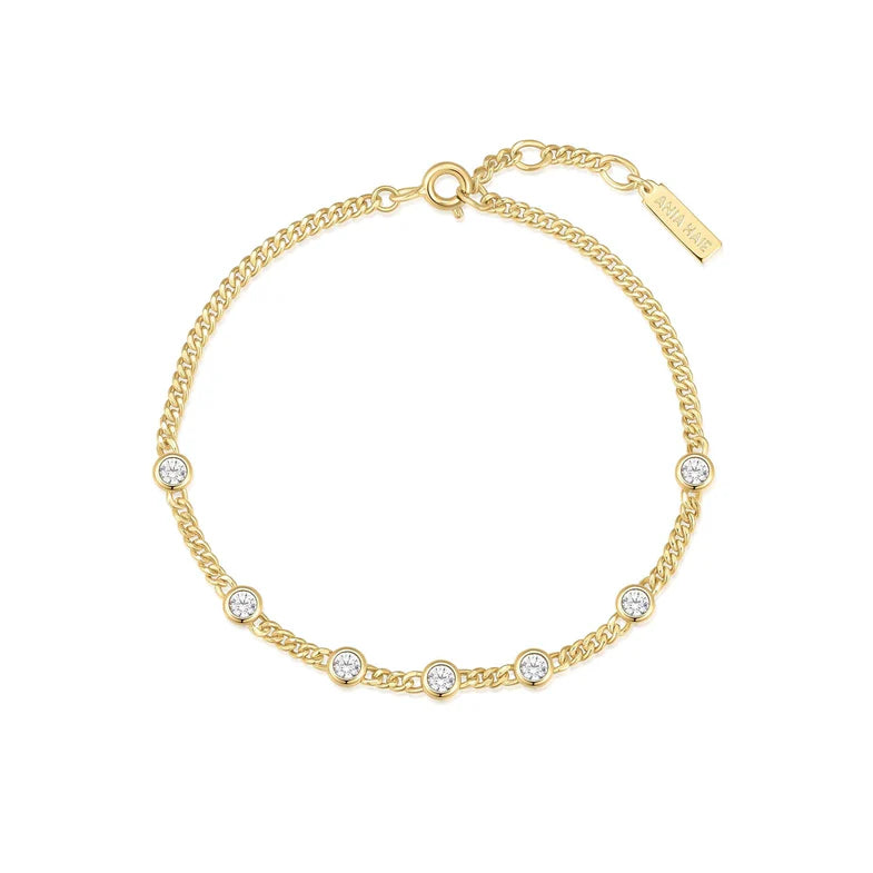 ania haie multi station bracelet sterling silver gold plated on white background 