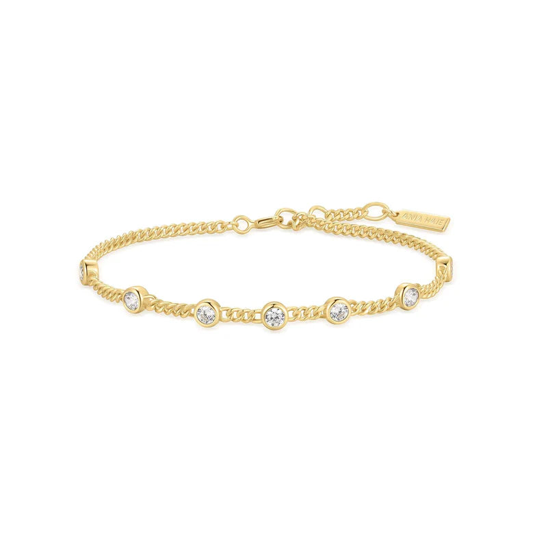 ania haie multi station bracelet sterling silver gold plated on white background 