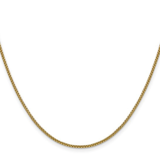 Curved Image of 14K Yellow Gold 1.7MM 22" Solid Round Box Chain