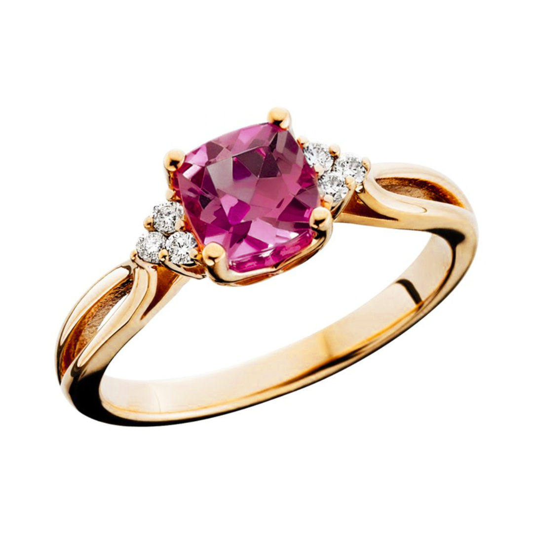 10K Rose Gold Rhodolite Garnet & Diamond Ring