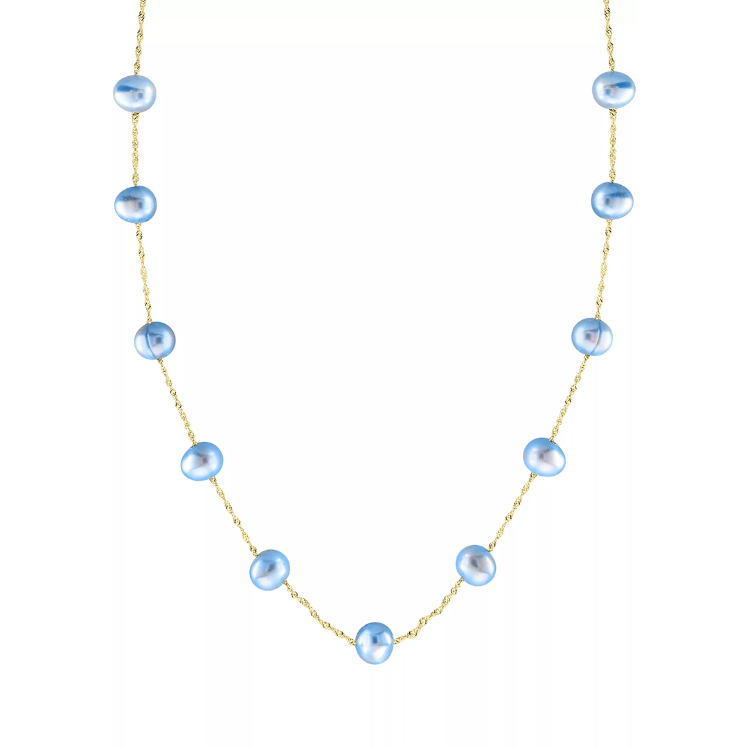 Blue Pearl Station Necklace