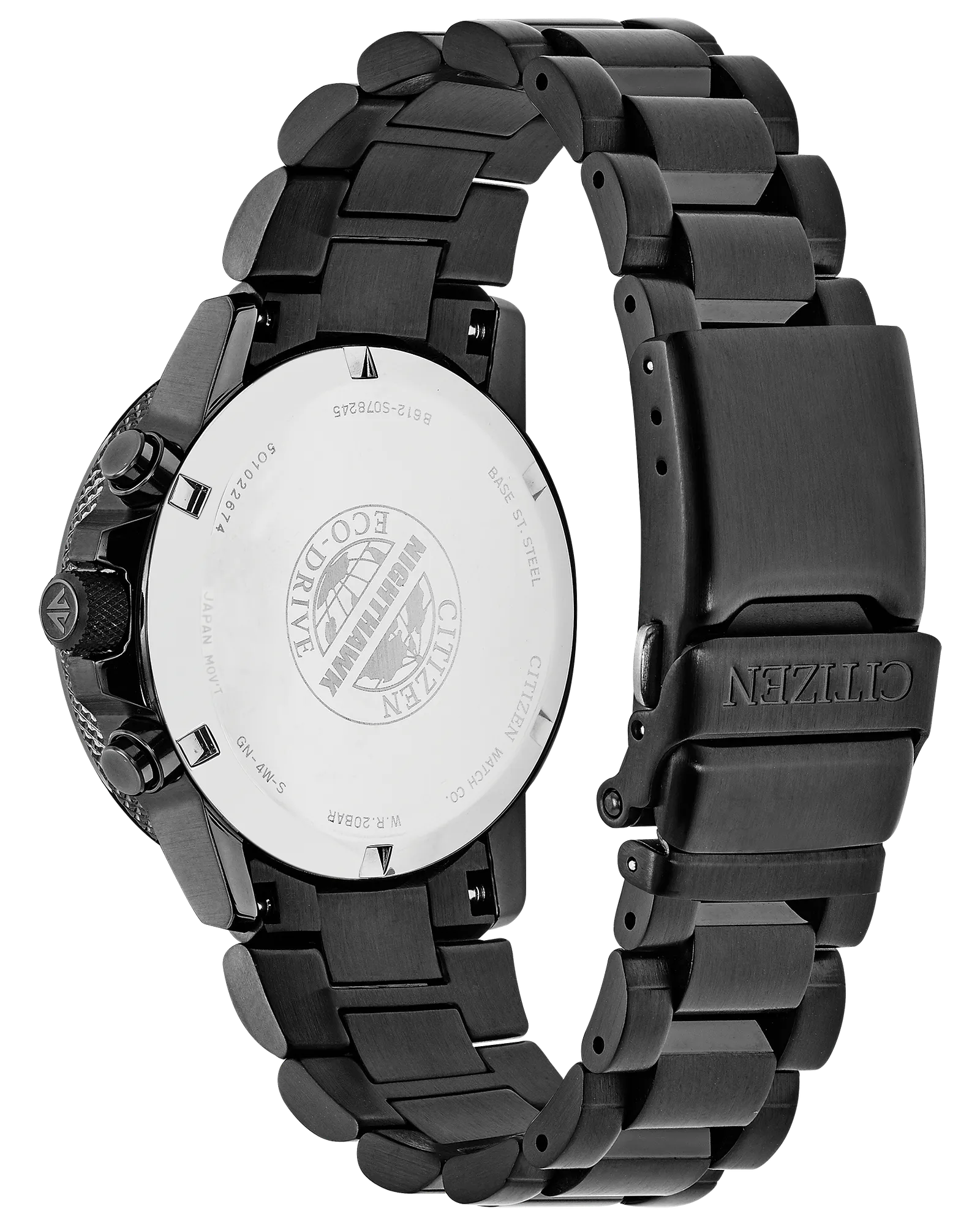 Black Citizen watch with detailed face on a white background