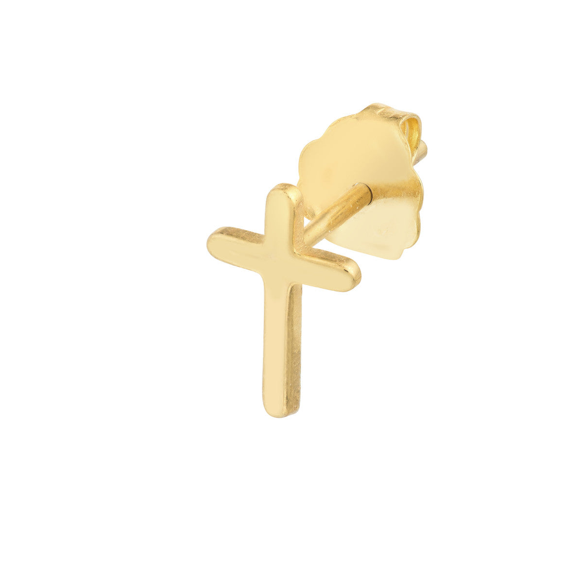 14K Yellow Gold Cross Stud Earrings