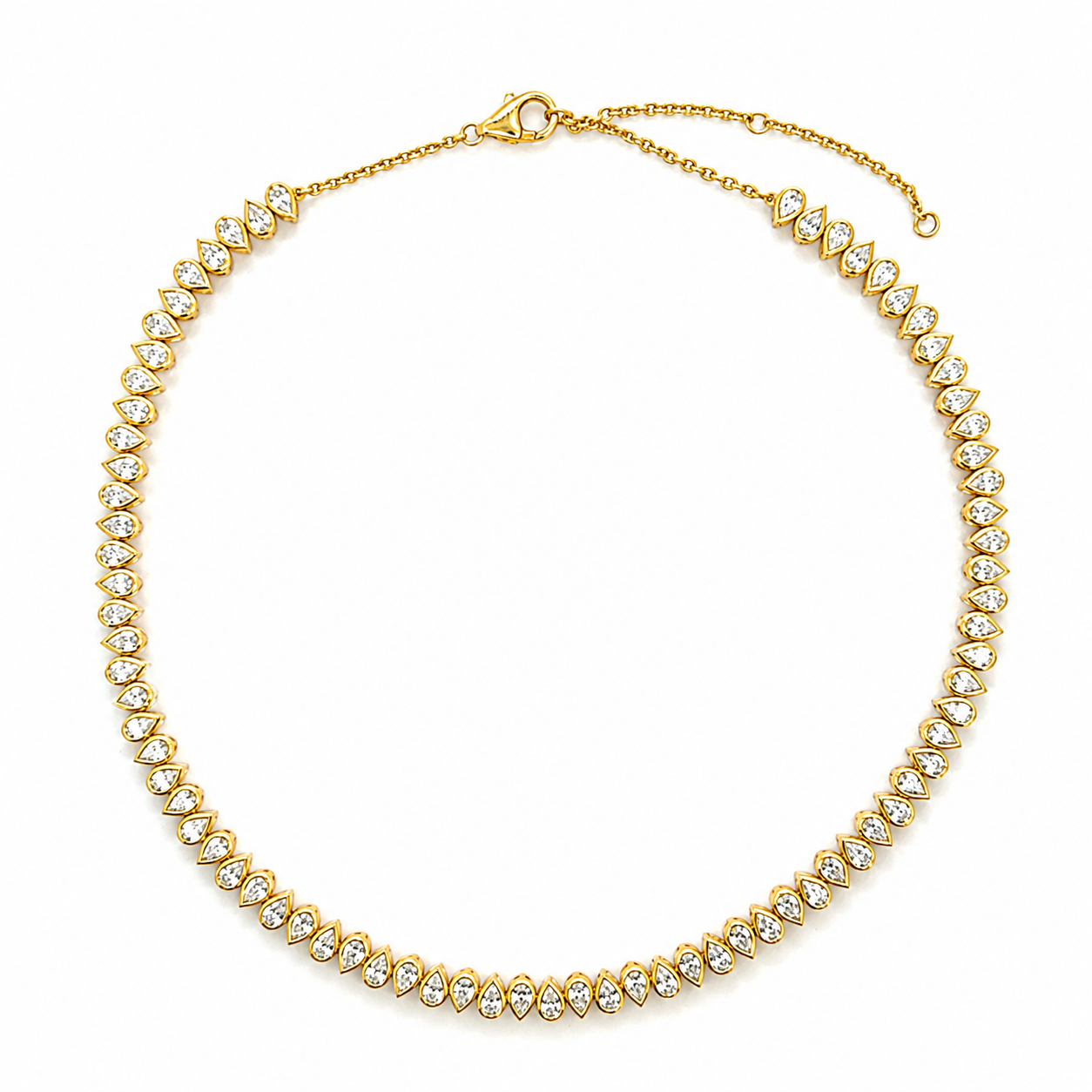 Alternating pear necklace on a  white background 