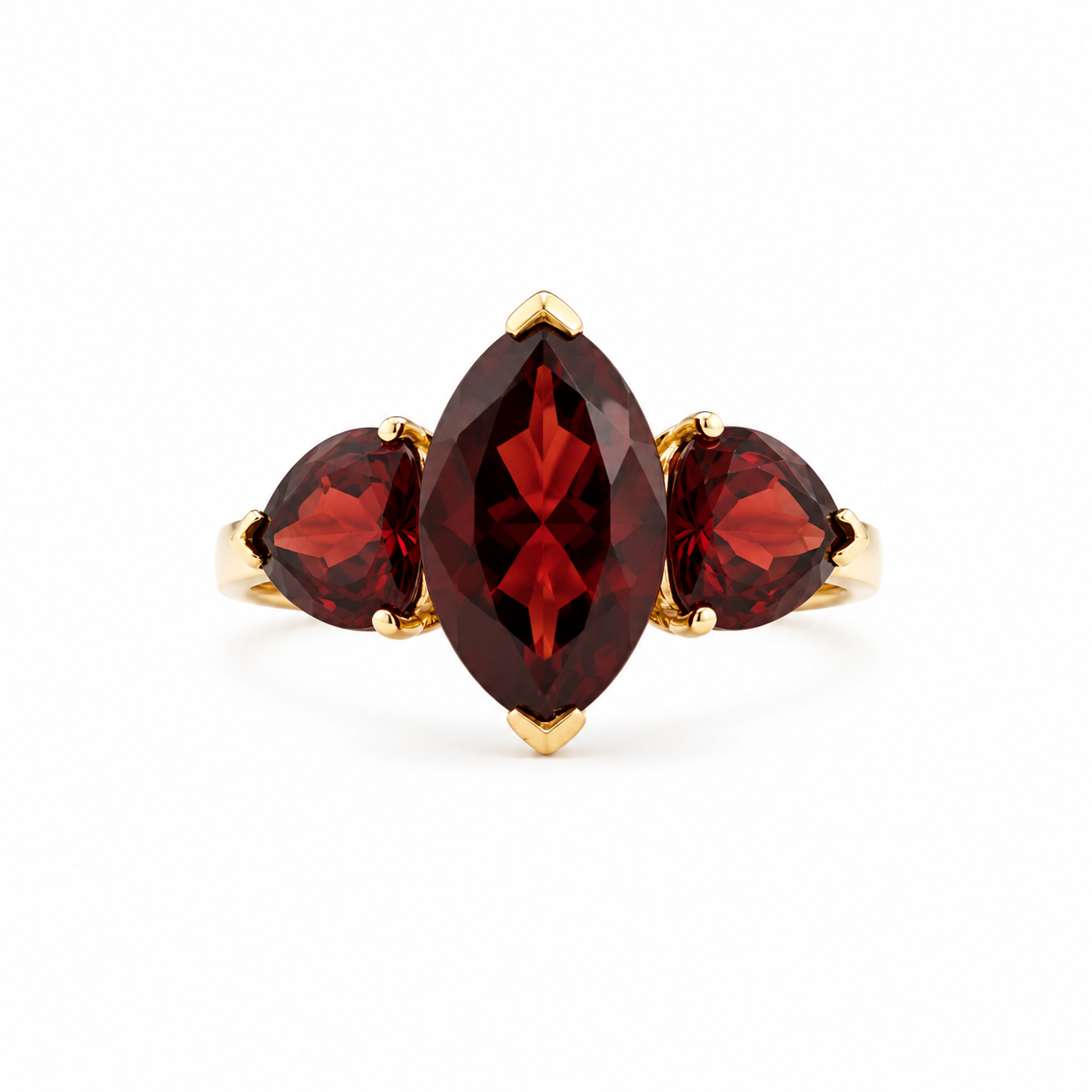 Garnet ring on a white background 