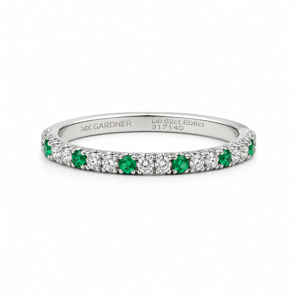 Emerald and Diamond Band on a white background 