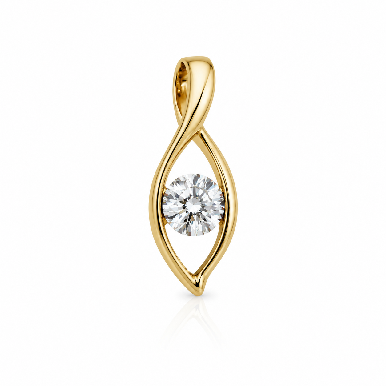 Estate Collection: 14K Yellow Gold Tension-Set Cubic Zirconia Solitaire Pendant