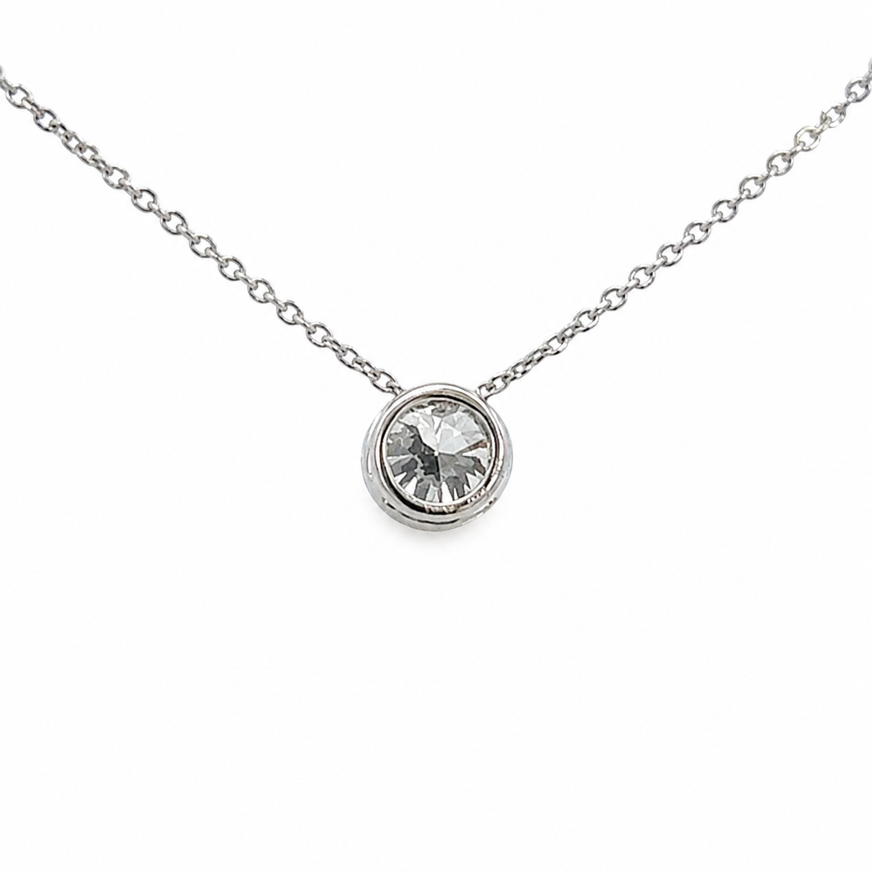 White gold necklace on a white background 