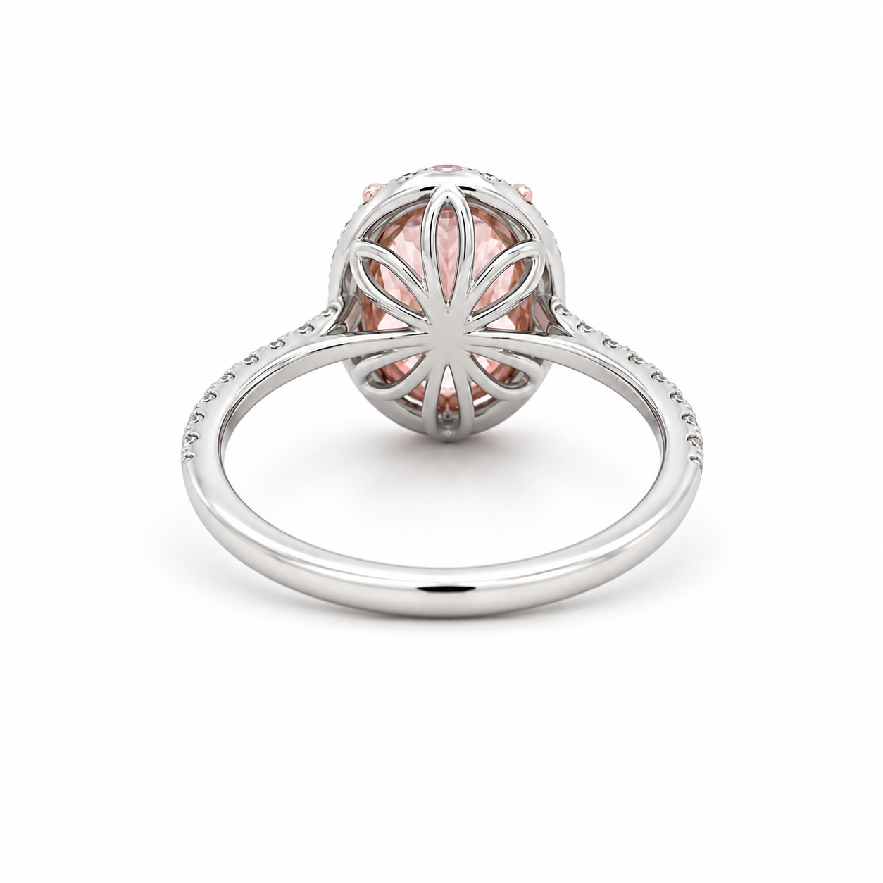 14K White Gold 3.55CTW. Certified Lab-Grown Pink Diamond Halo Accented Engagement Ring