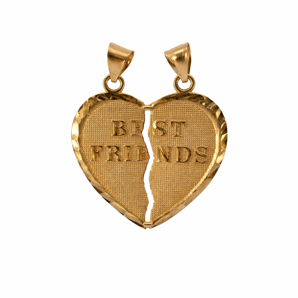 Gold 'Best Friends' heart-shaped pendant on a white background
