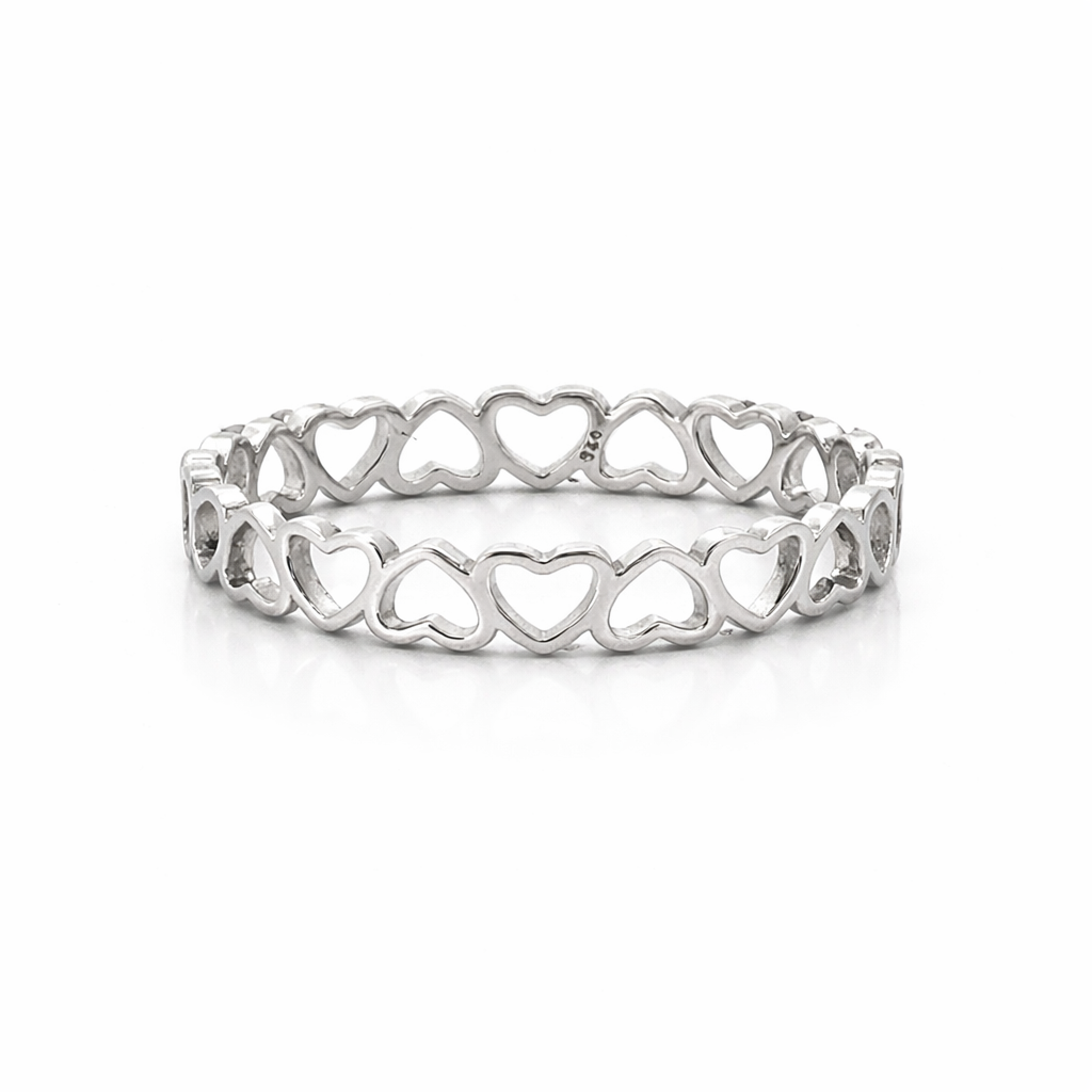 Sterling Silver Connected Hearts Eternity Band