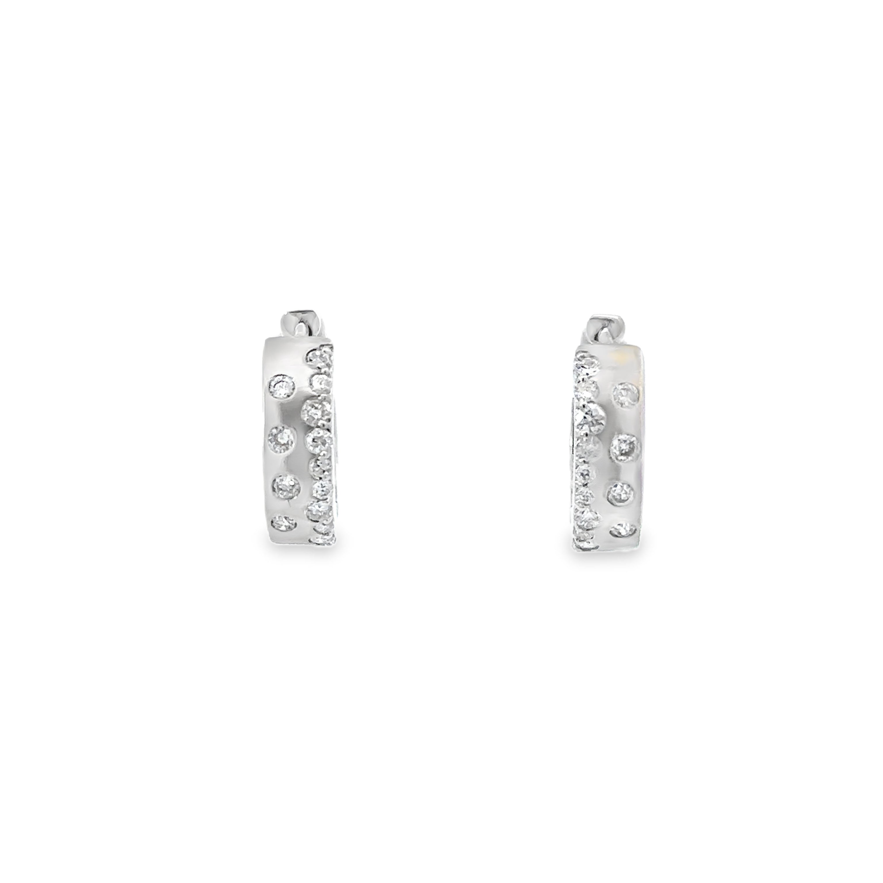 14K White Gold 1/3CT. Scattered Diamond Hoop Earrings