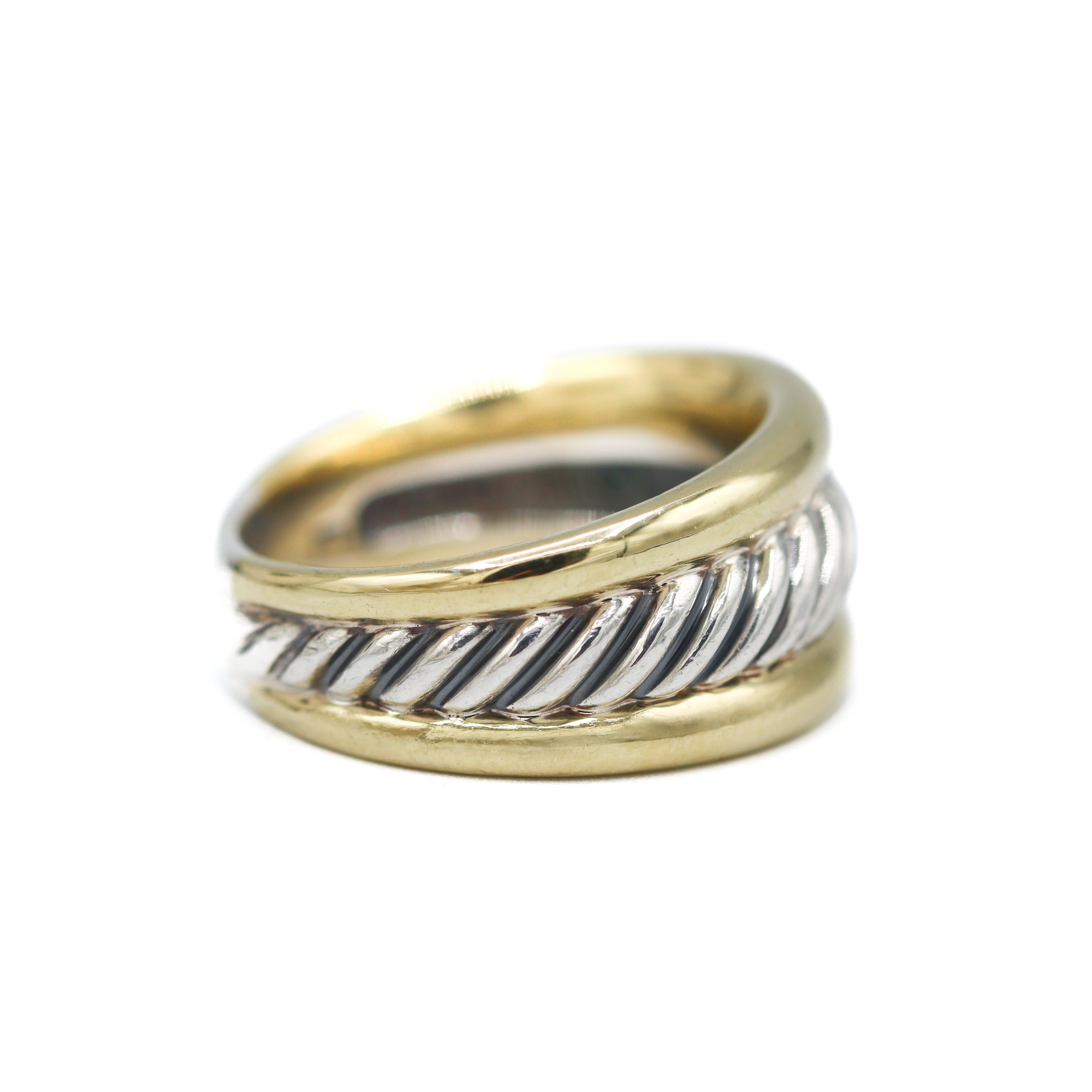 Side View of David Yurman Sterling Silver & 18K Yellow Gold Statement Ring