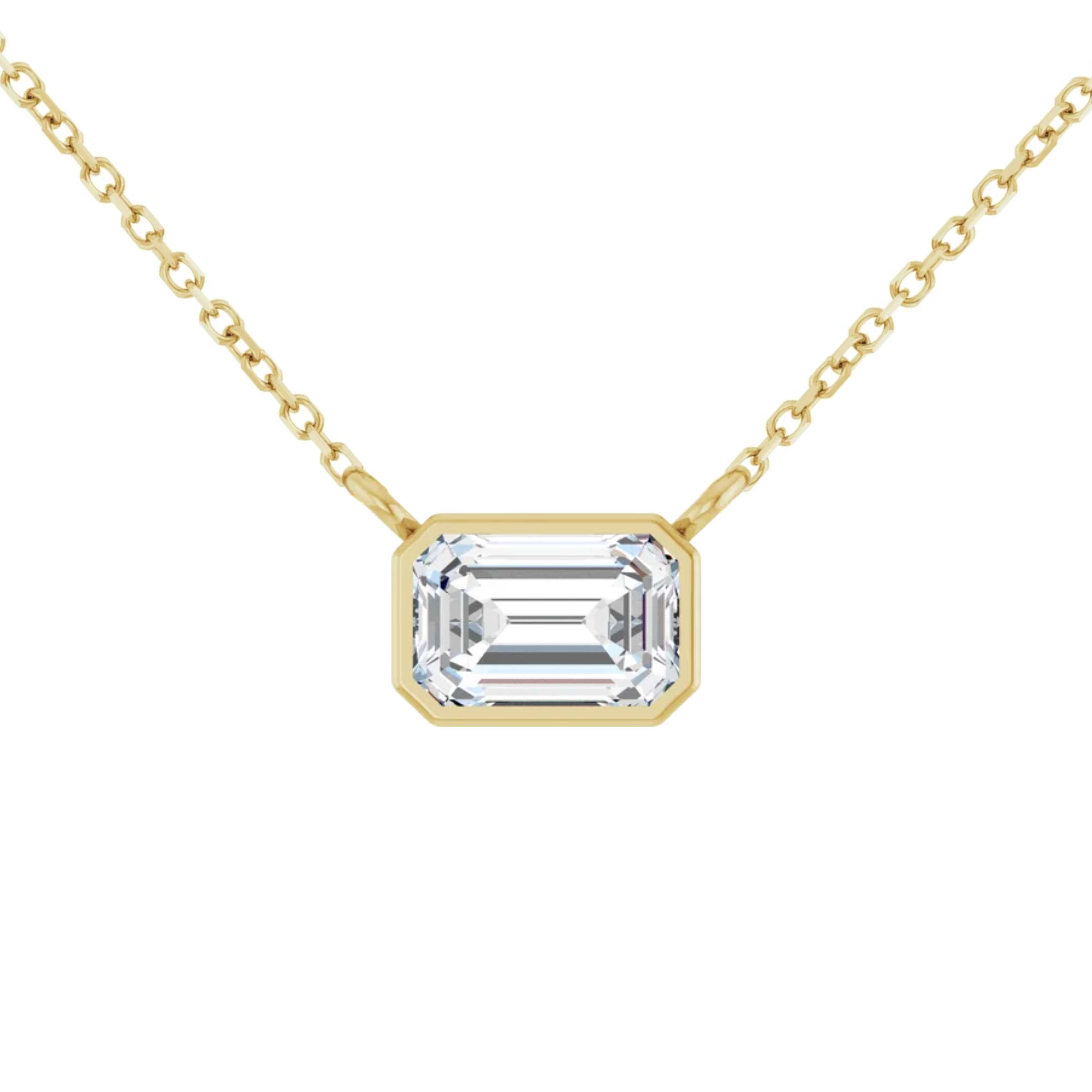 Black Friday 2025 Doorbusters! Gold-Plated 0.85CT. Emerald-Cut Moissanite Bezel Solitaire 18" Necklace