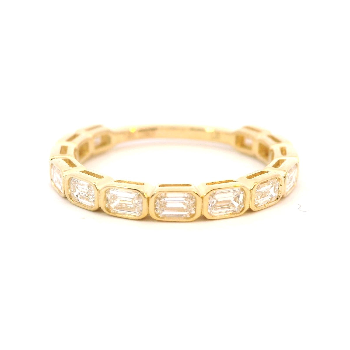14K Yellow Gold 1.03CTW. Lab-Grown Diamond Bezel-Set Emerald-Cut Band