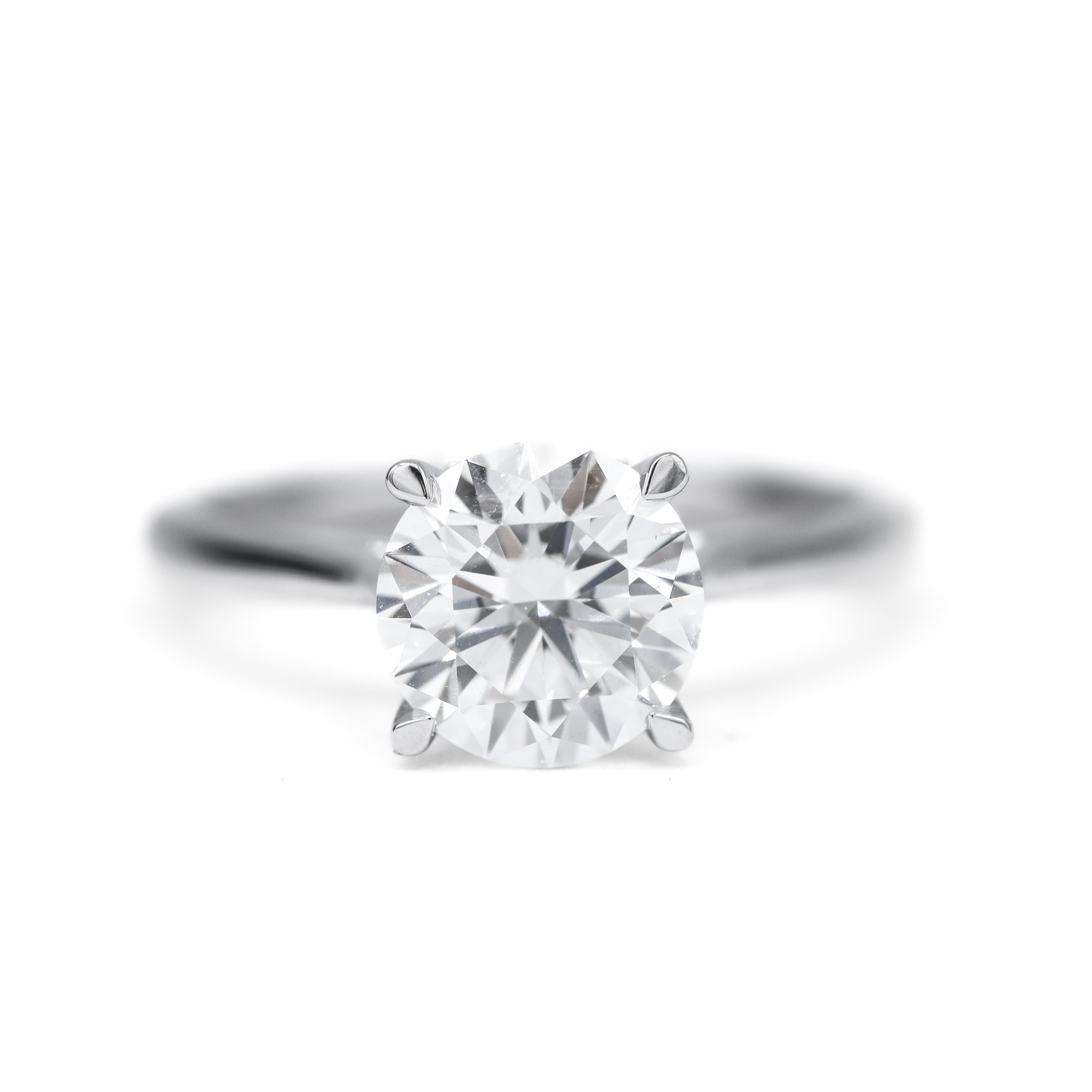 The "Iris" — 14K White Gold 2.13CTW. Certified Round Lab-Grown Diamond Accented Solitaire Engagement Ring