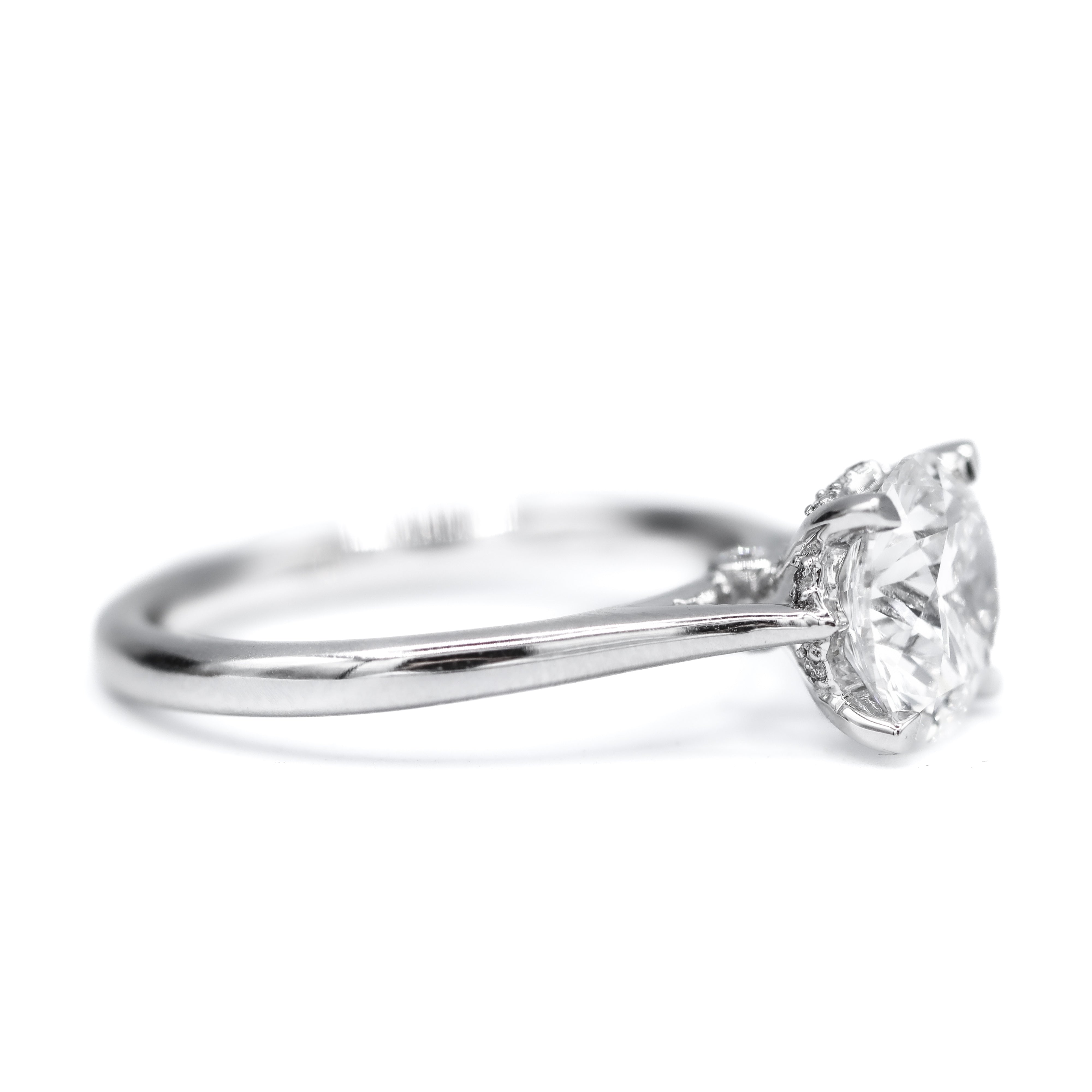 The "Iris" — 14K White Gold 2.13CTW. Certified Round Lab-Grown Diamond Accented Solitaire Engagement Ring