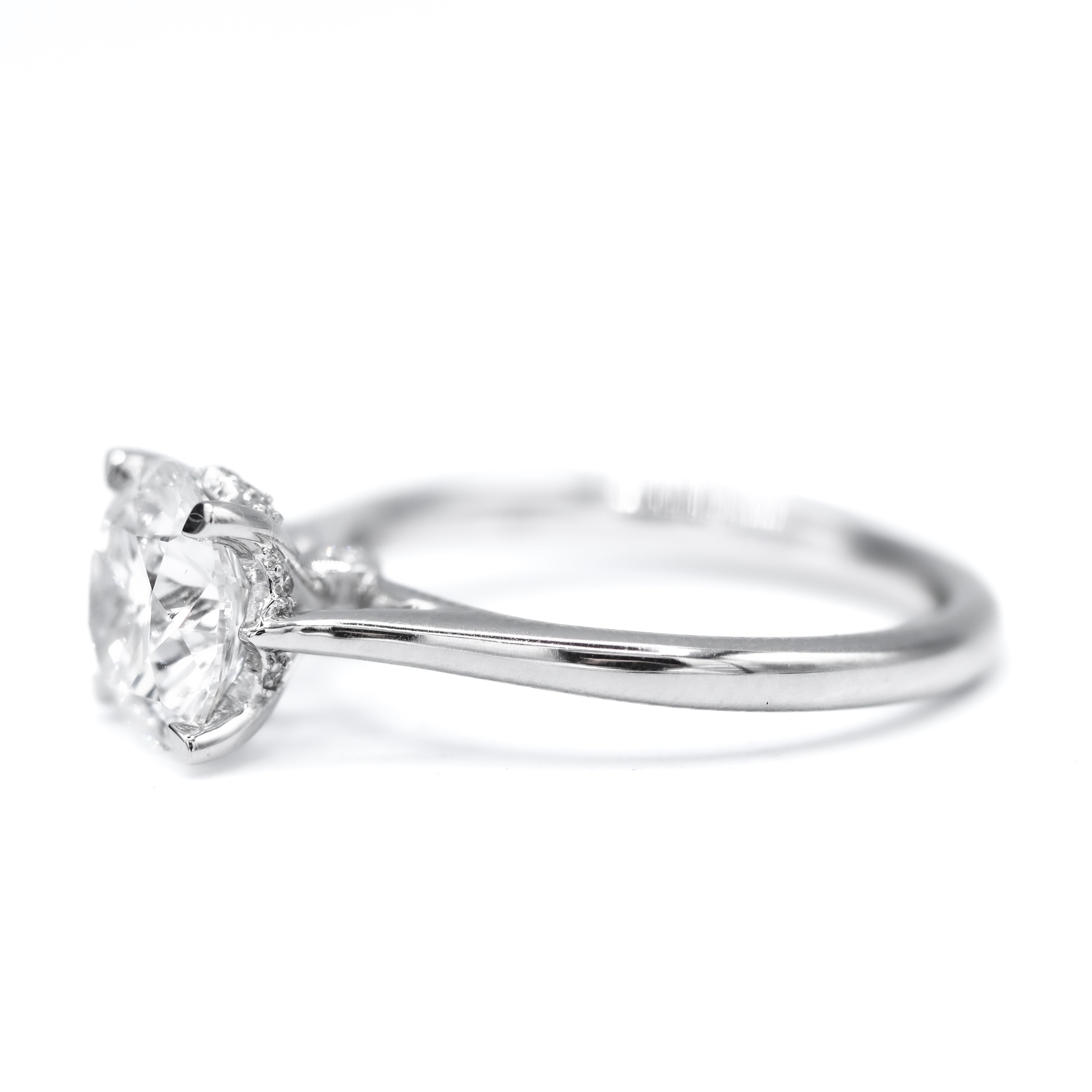 The "Iris" — 14K White Gold 2.13CTW. Certified Round Lab-Grown Diamond Accented Solitaire Engagement Ring