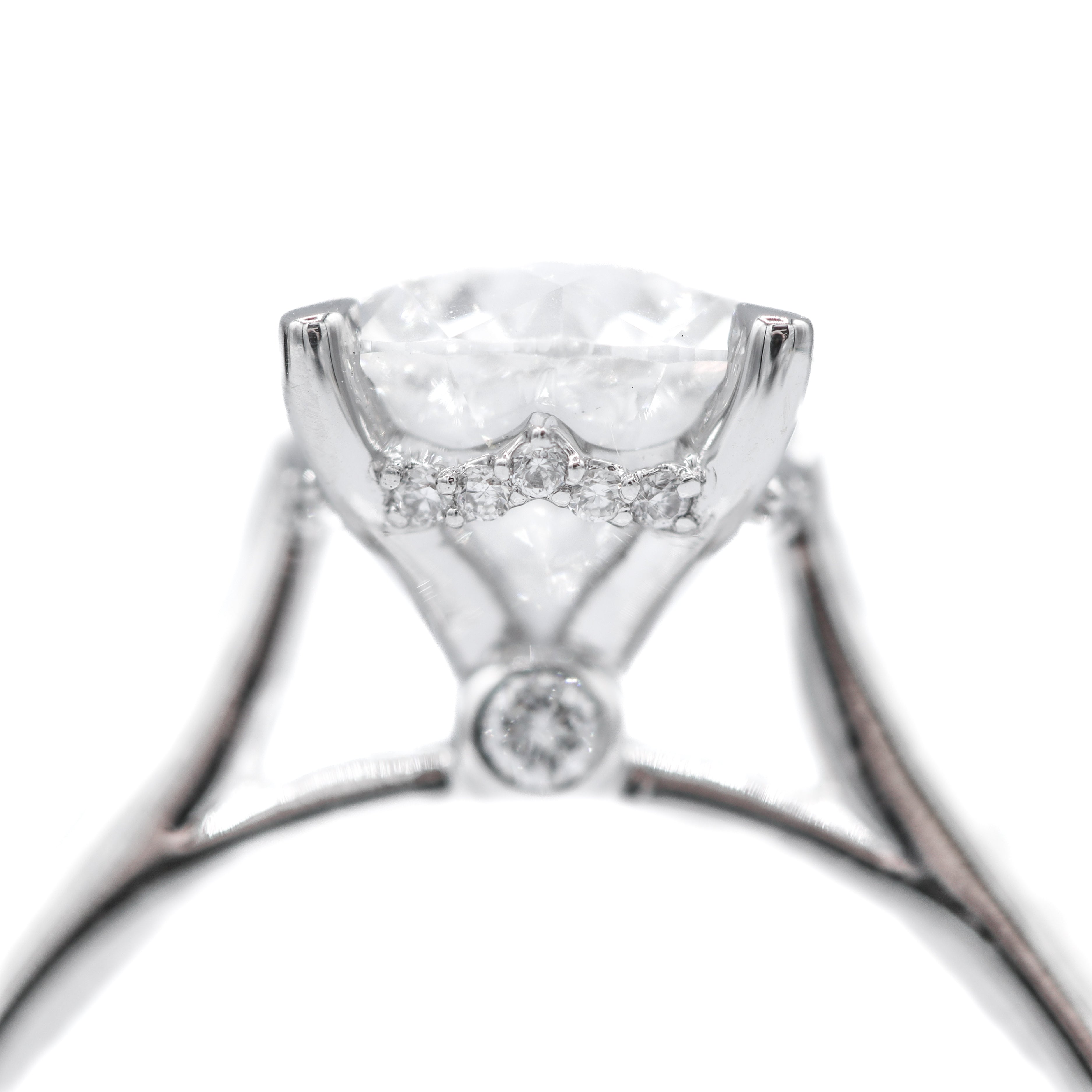 The "Iris" — 14K White Gold 2.13CTW. Certified Round Lab-Grown Diamond Accented Solitaire Engagement Ring