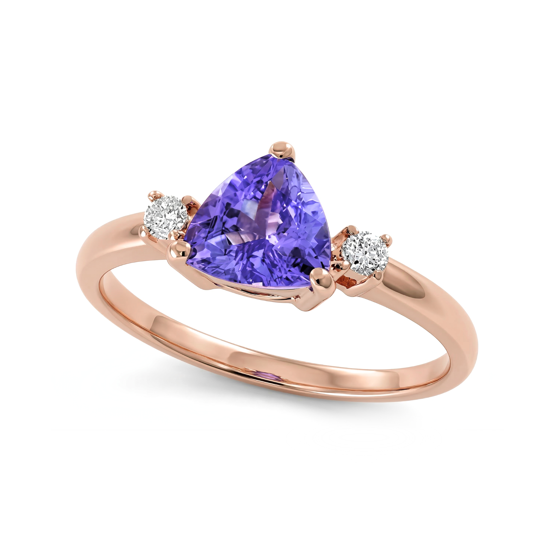 EFFY 14K Rose Gold 1.05CT. Tanzanite and 0.09CTW. Diamond 3-Stone Ring