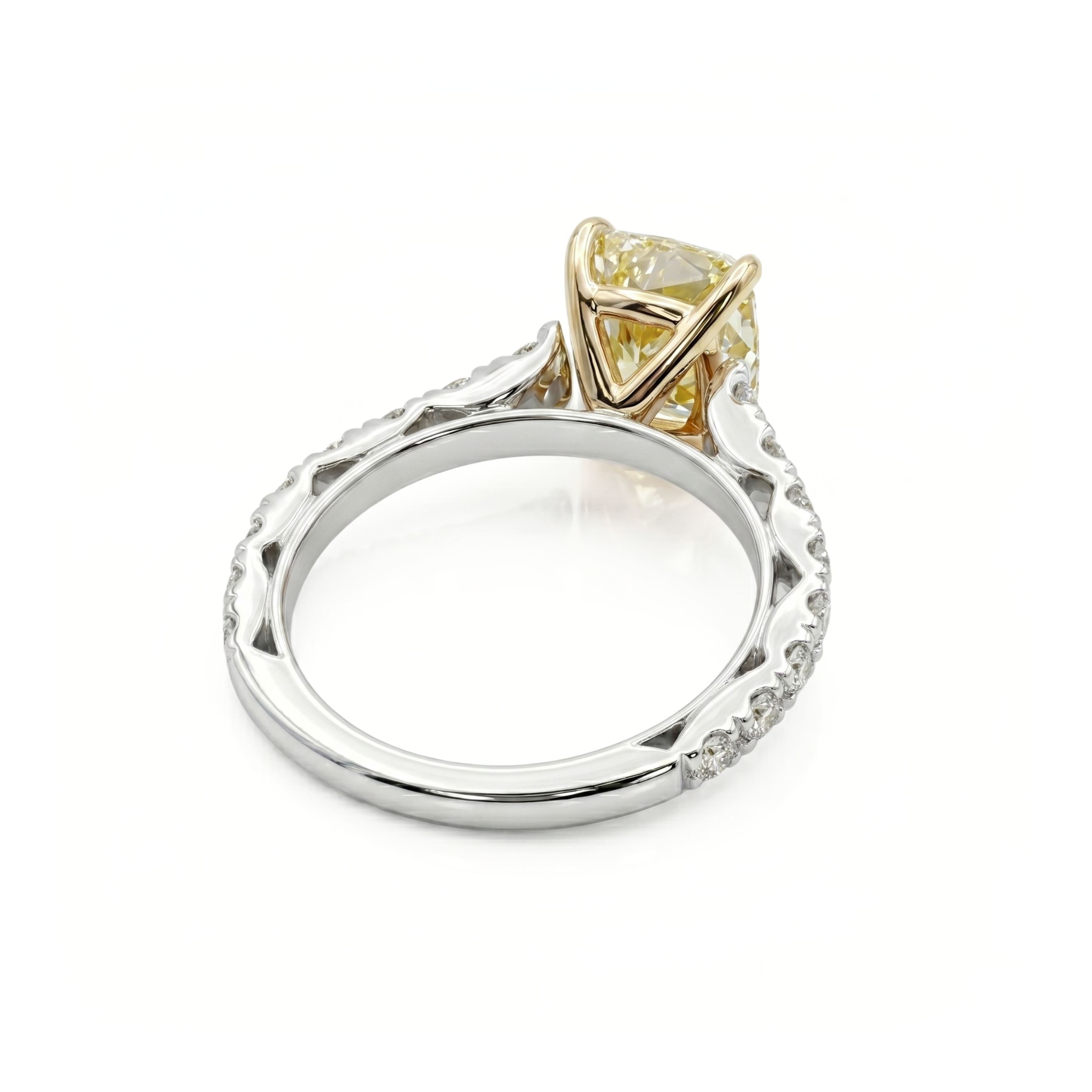 The "Sienna" — Certified 14K Gold Two-Tone 3.50CTW. Elongated Cushion-Cut Lab-Grown Diamond Accented Engagement Ring