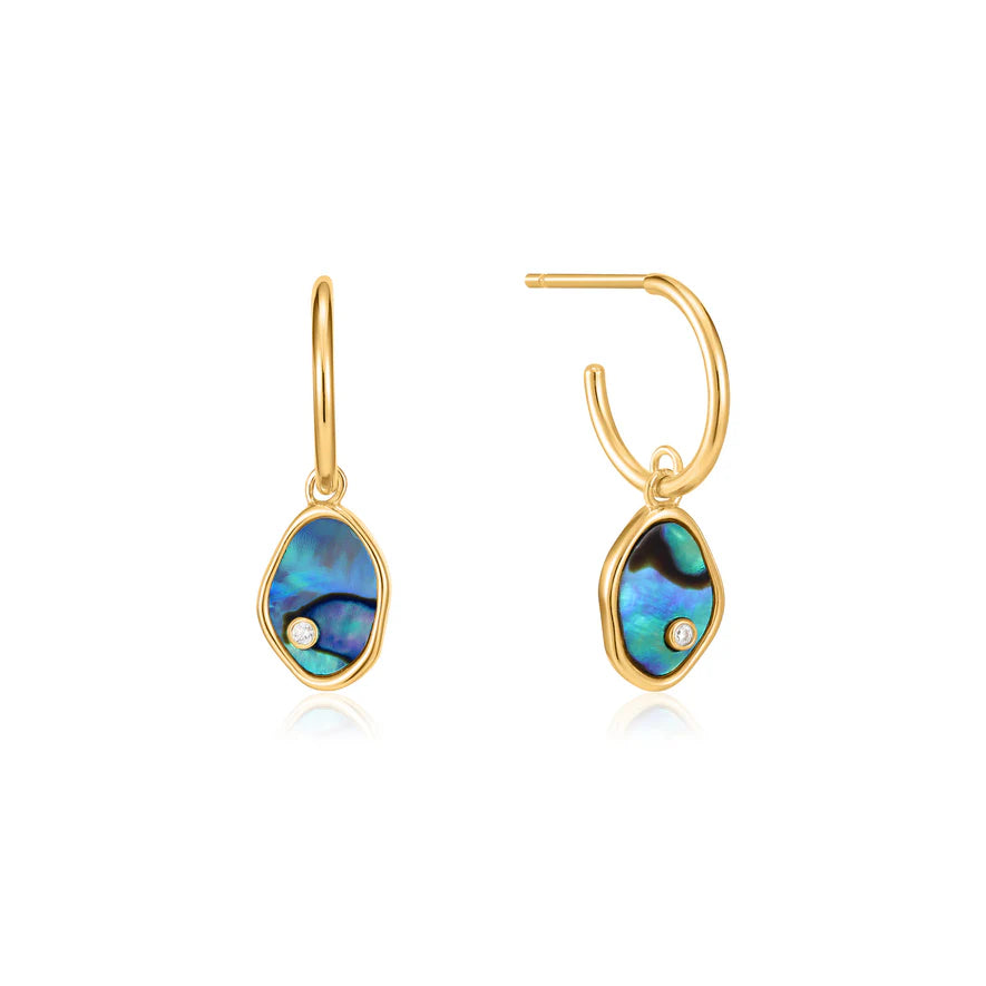 Ania Haie Gold Tidal Abalone Mini Hoop Earrings