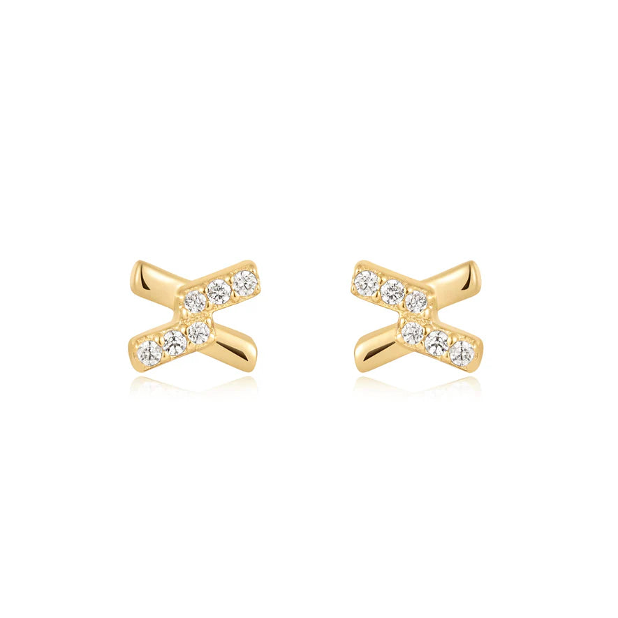 Ania Haie Gold Cross Cubic Zirconia Studs