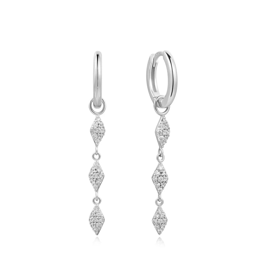 Ania Haie Silver Pavé Sparkle Drop Huggies