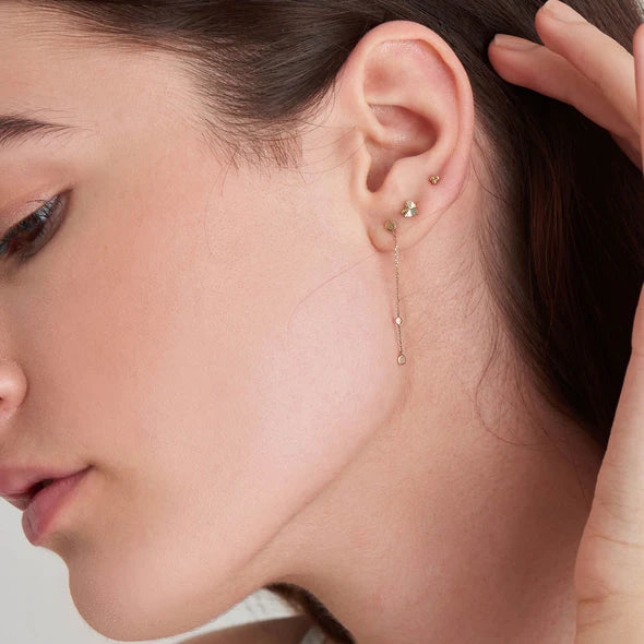Alternate Ear View 14kt Gold Heart Stud Earrings