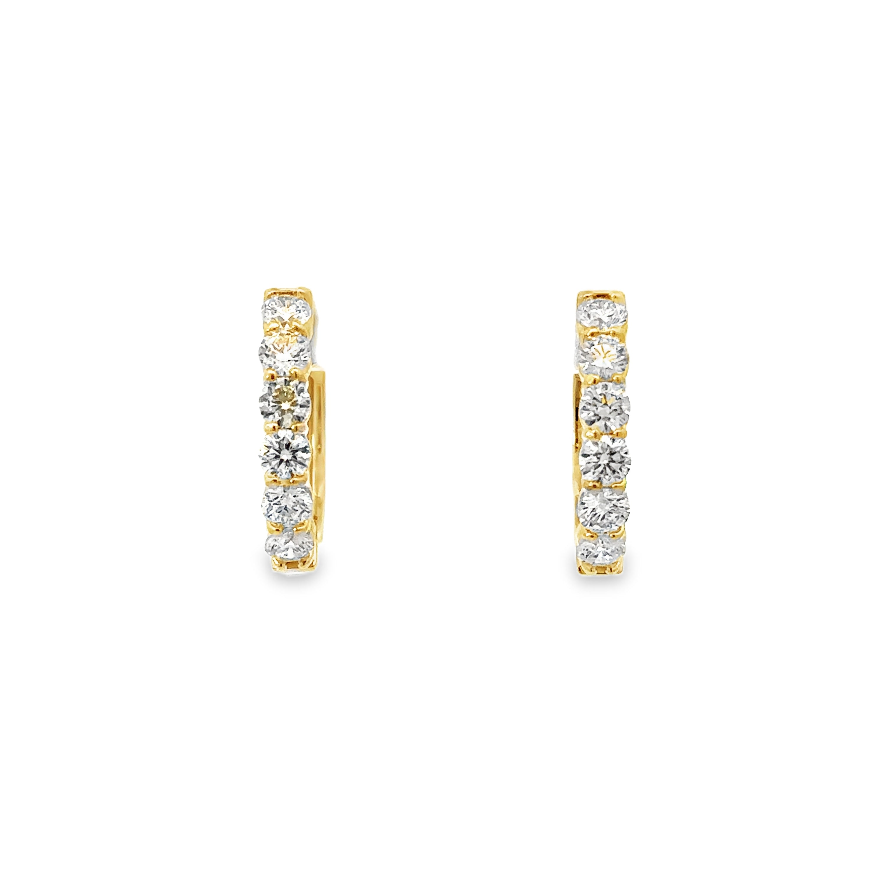 14K Yellow Gold 1CT. Diamond Huggie Hoop Earrings