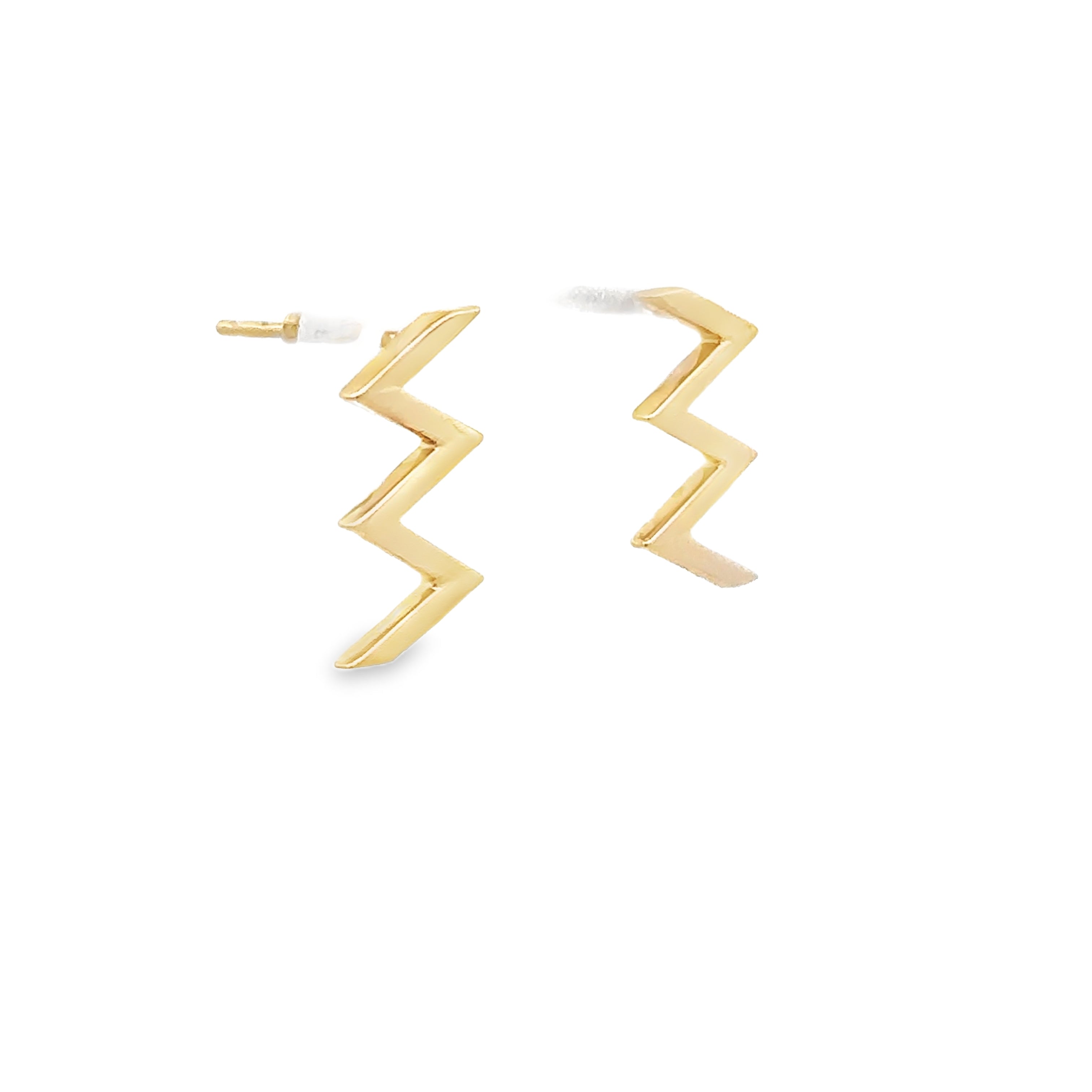 10K Yellow Gold Zig Zag Stud Earrings