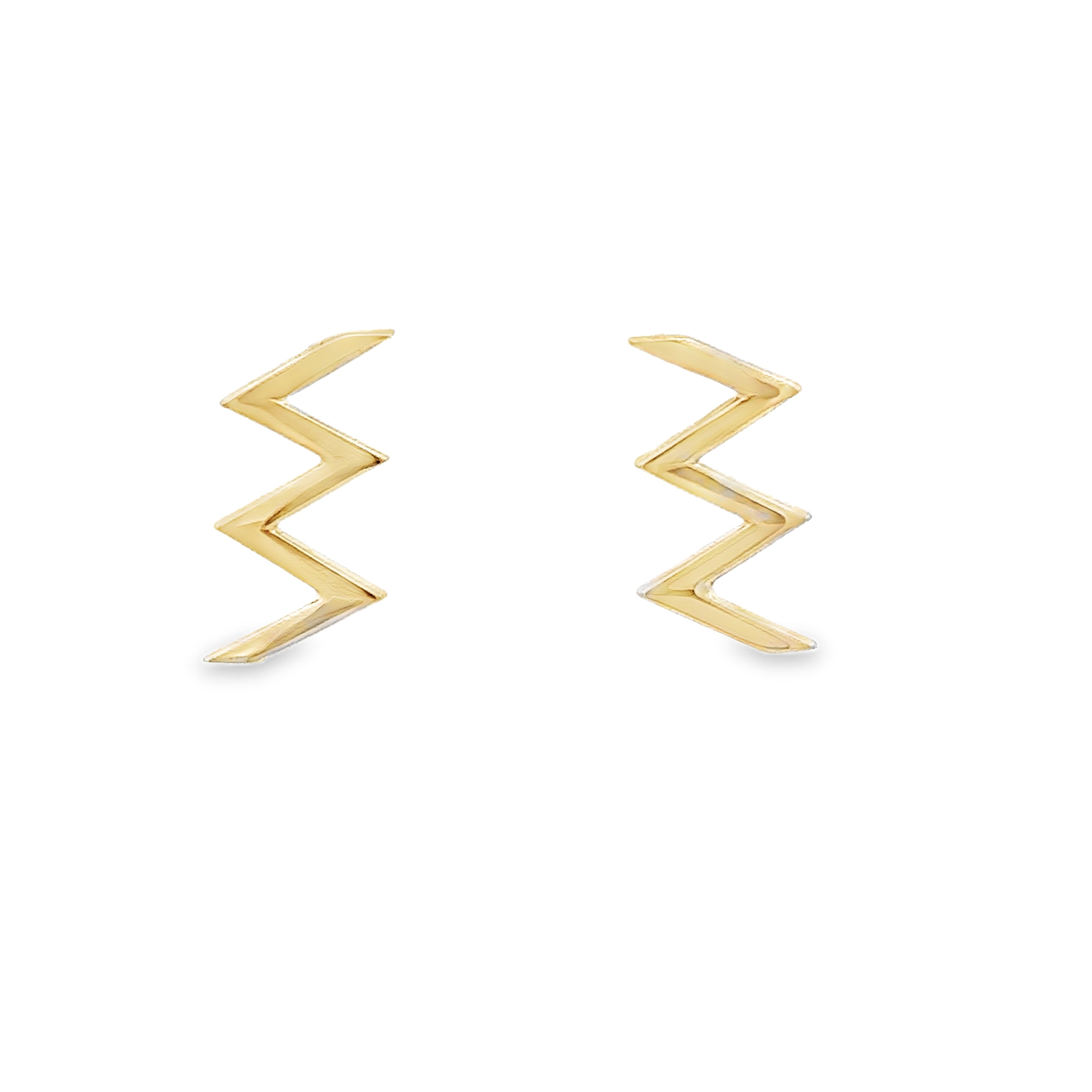 10K Yellow Gold Zig Zag Stud Earrings