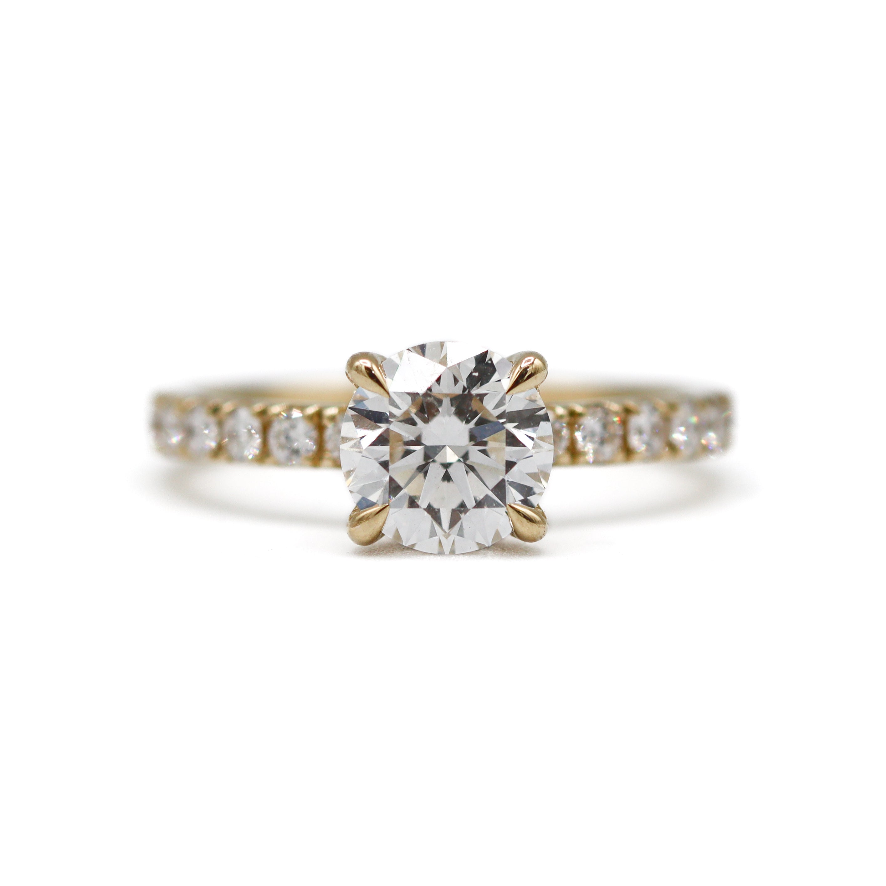The "Susanna" — 14K Yellow Gold 2.07CTW. Certified Round Lab-Grown Diamond Accented Engagement Ring