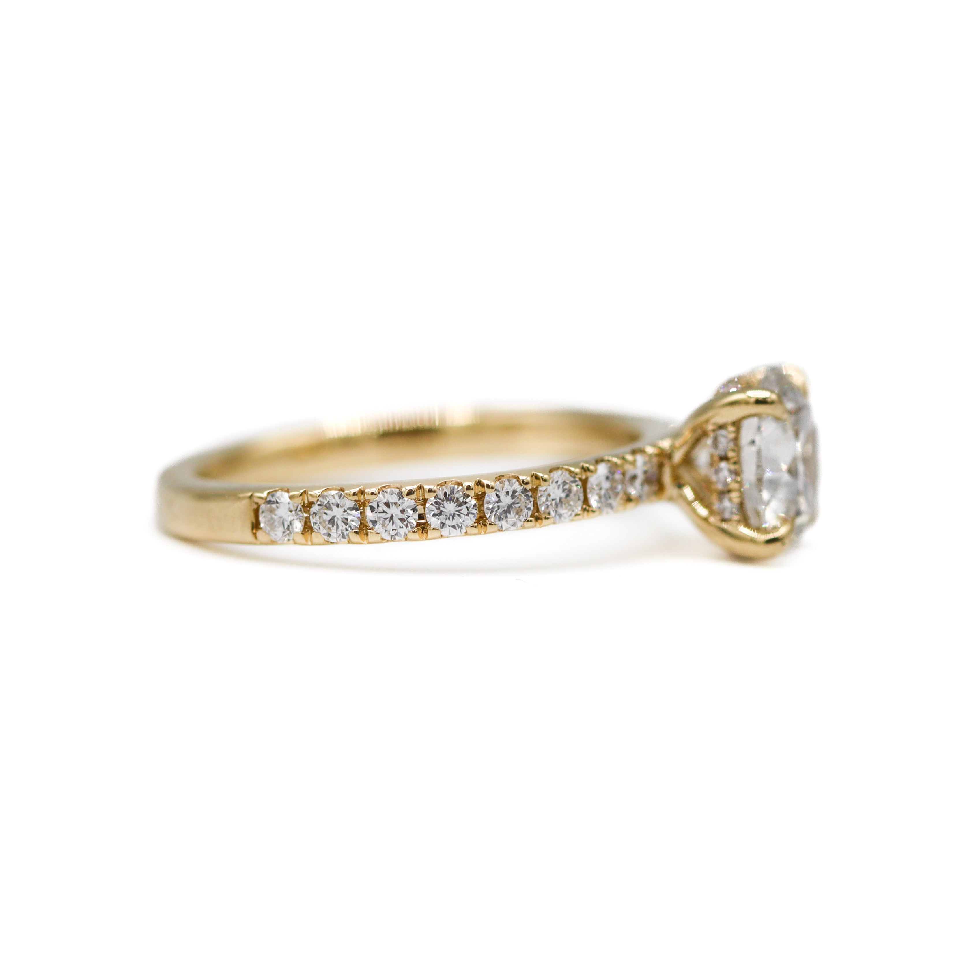 The "Susanna" — 14K Yellow Gold 2.07CTW. Certified Round Lab-Grown Diamond Accented Engagement Ring