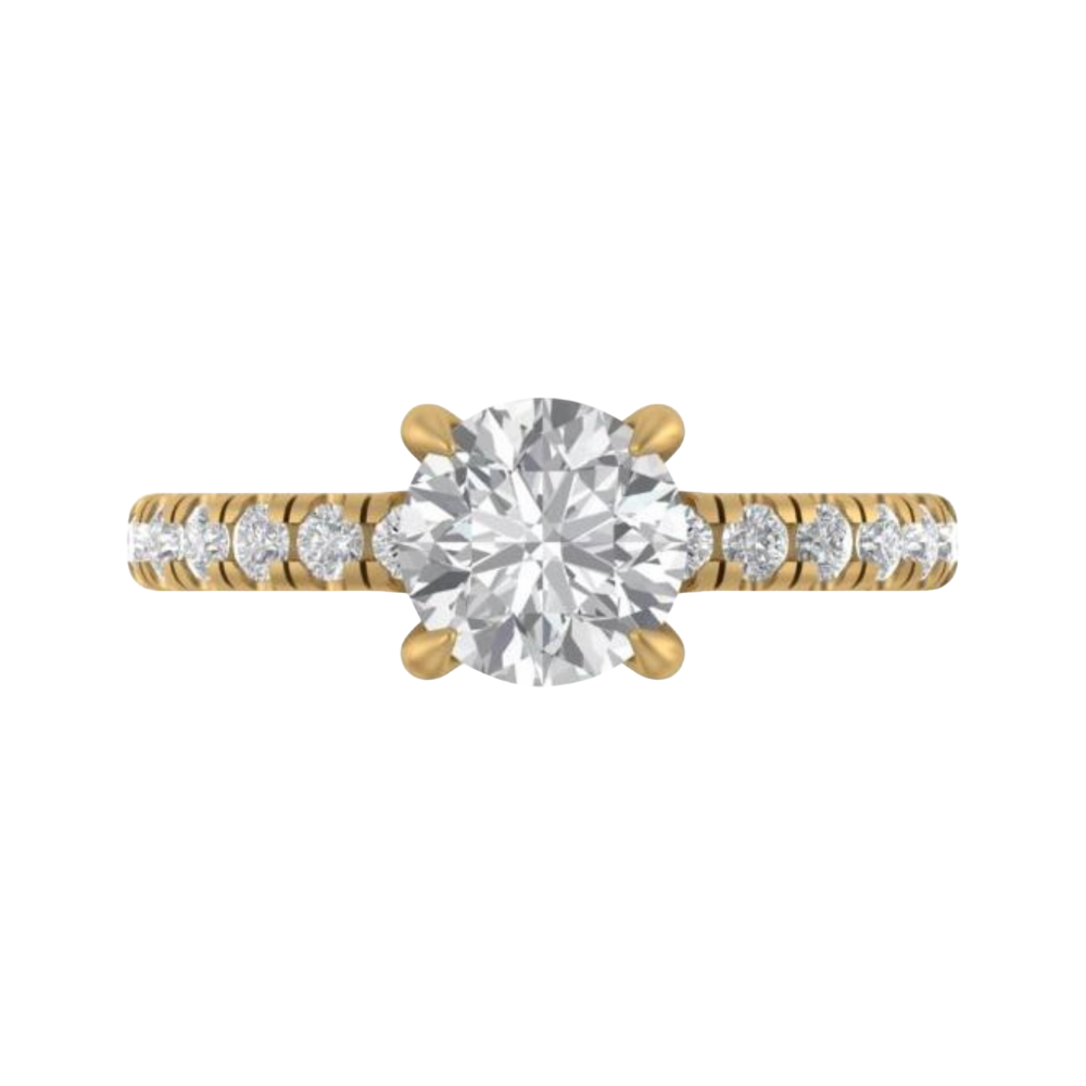 The "Susanna" — 14K Yellow Gold 2.07CTW. Certified Round Lab-Grown Diamond Accented Engagement Ring
